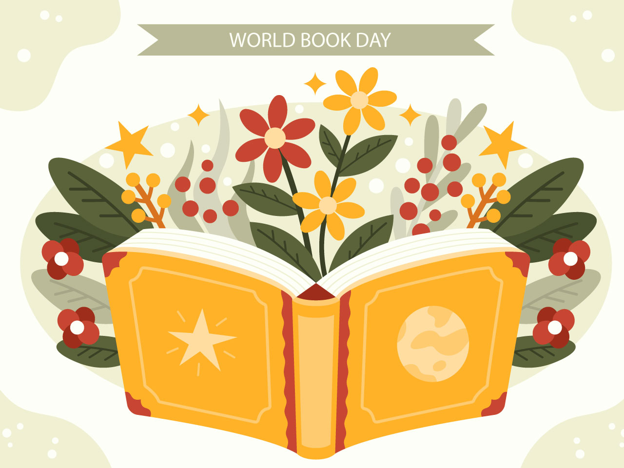 Flat world book day illustration hand drawing sketch