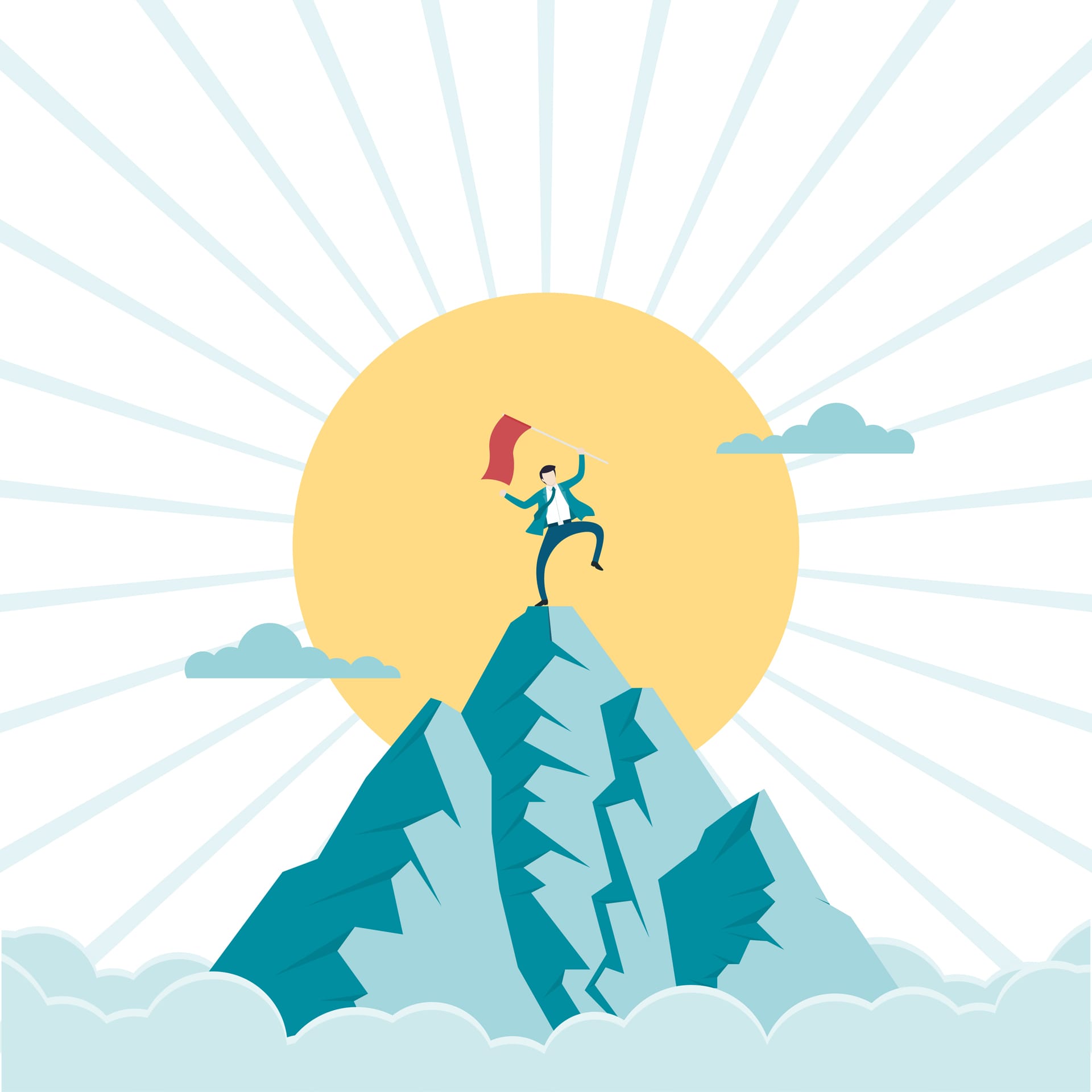 Business vision target businesswoman holding binocular standing red arrow up