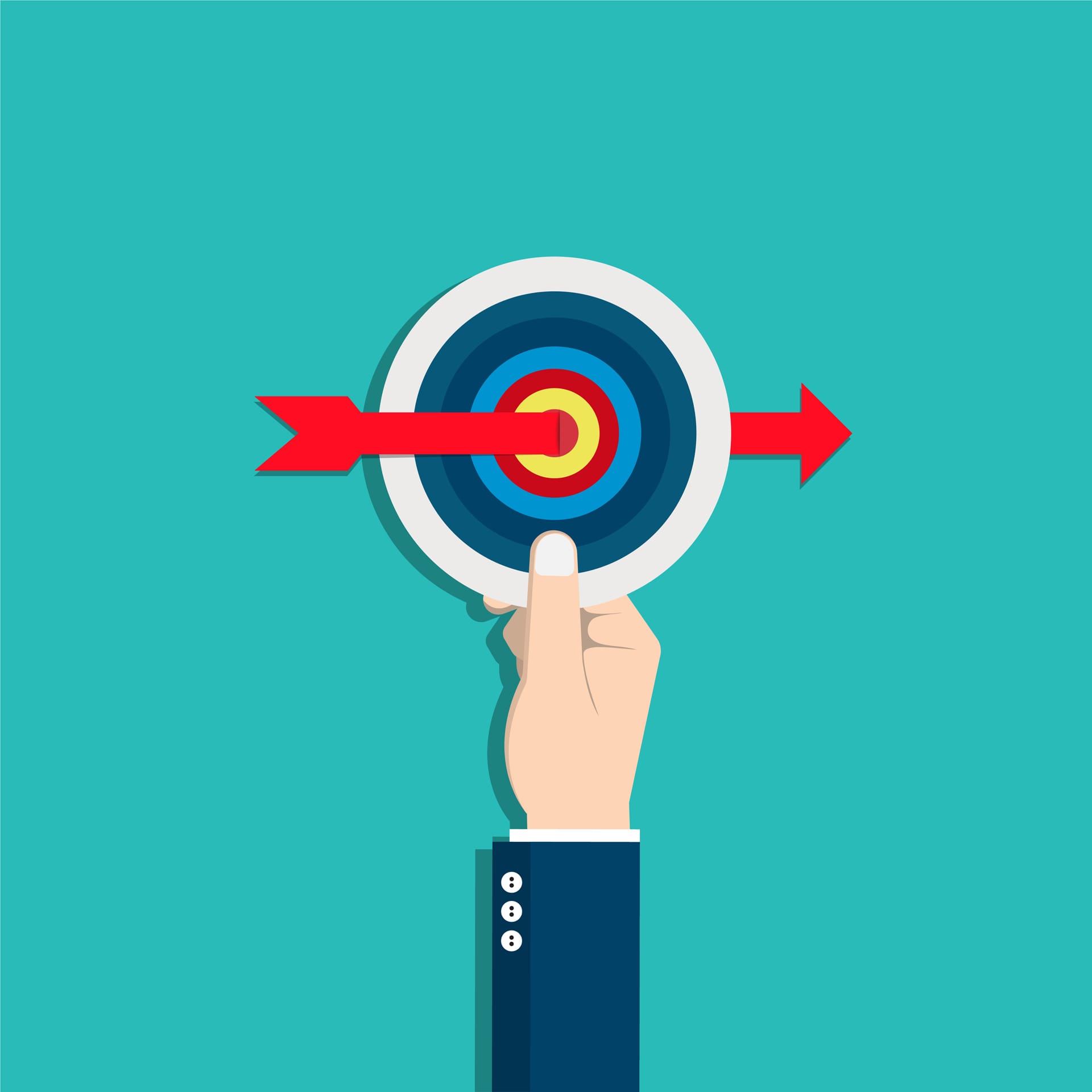 Hand businessman hold target with arrow goal setting