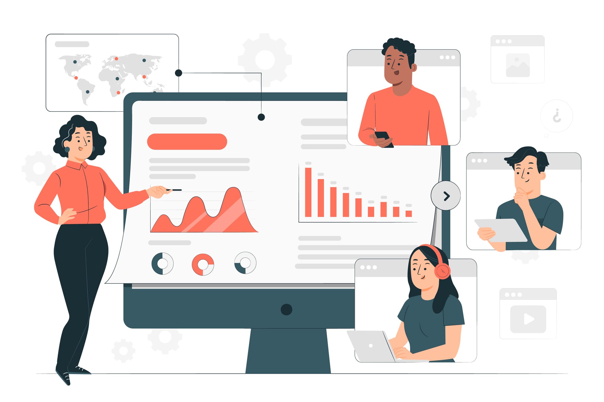 Online work digital presentation concept illustration