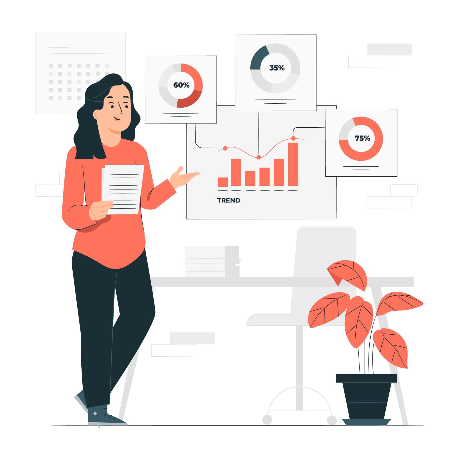 Progress overview concept illustration business clip art