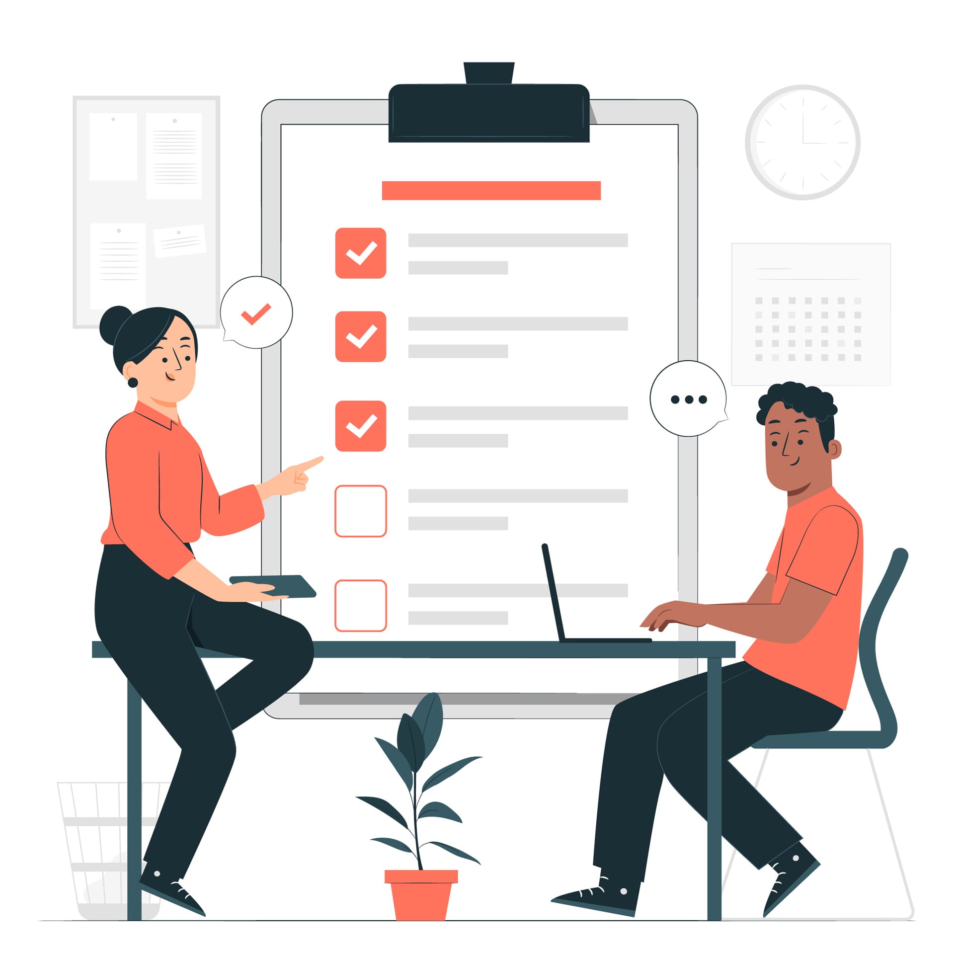 Team checklist concept illustration