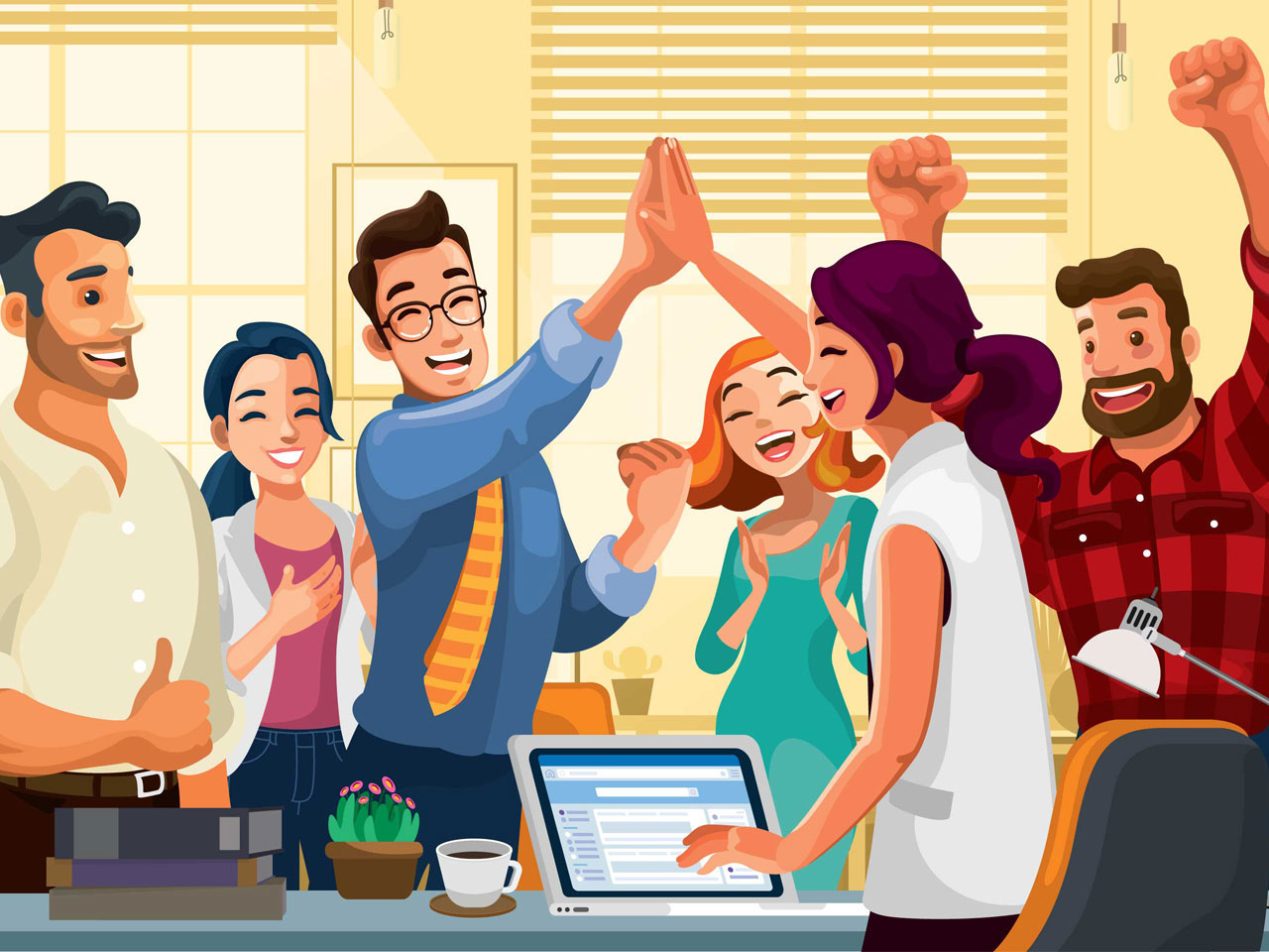 Businessman clipart office workers celebrating success cartoon image
