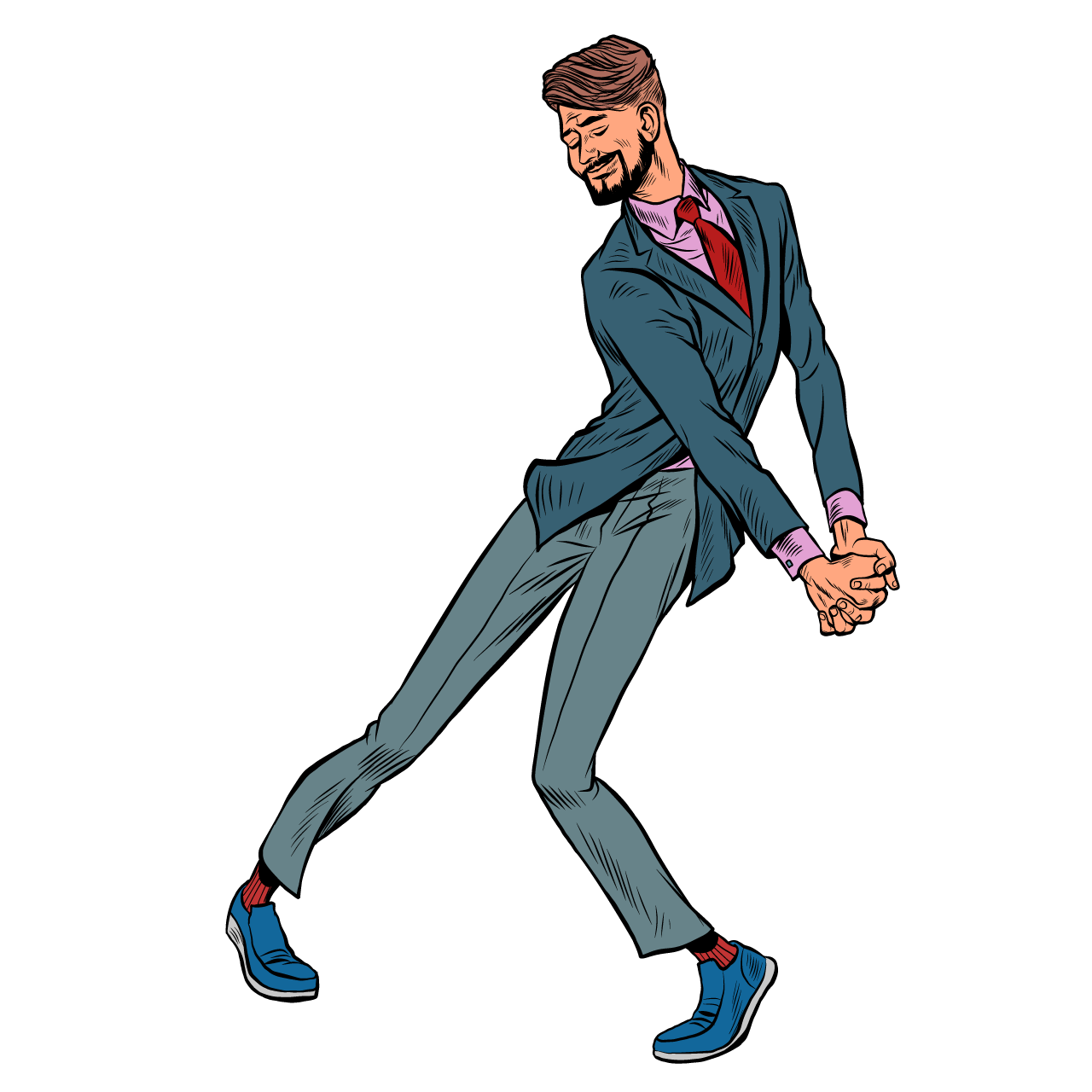 Businessman clipart young man dancing stylish clothes freedom fan cartoon image transparent background png