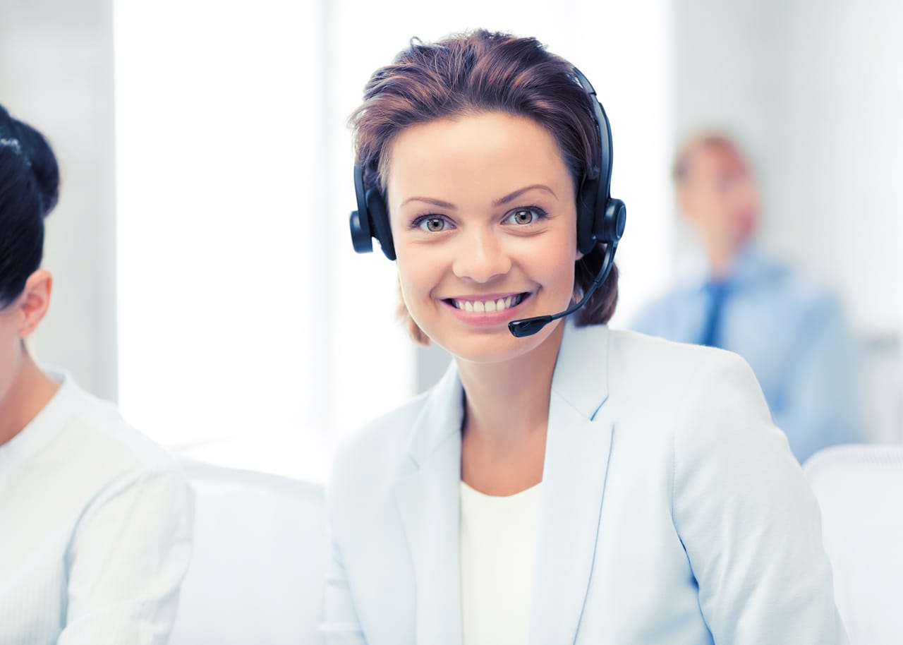 Related image picture friendly female helpline operator with headphones