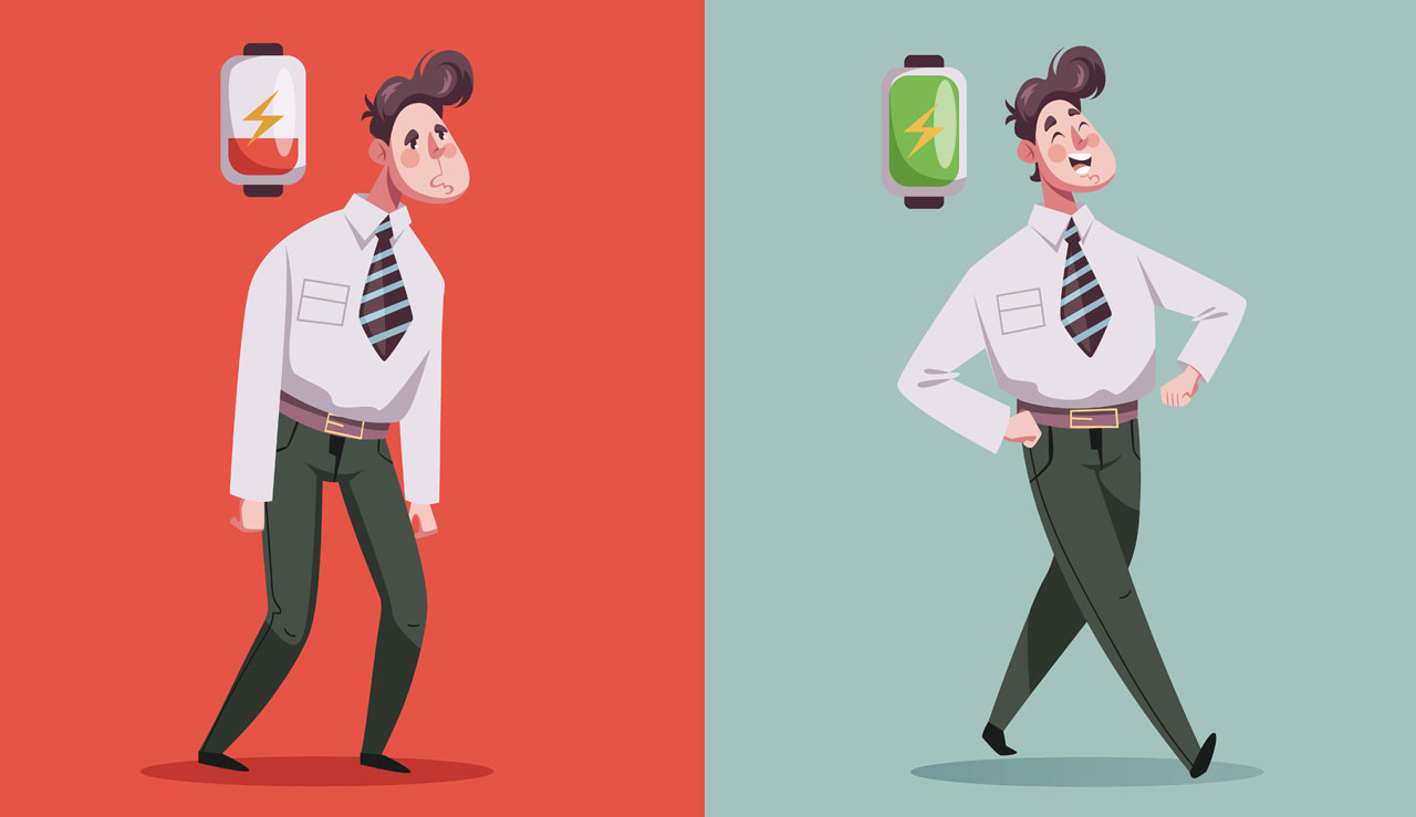 Sad happy tired energy people office workers characters design element concept