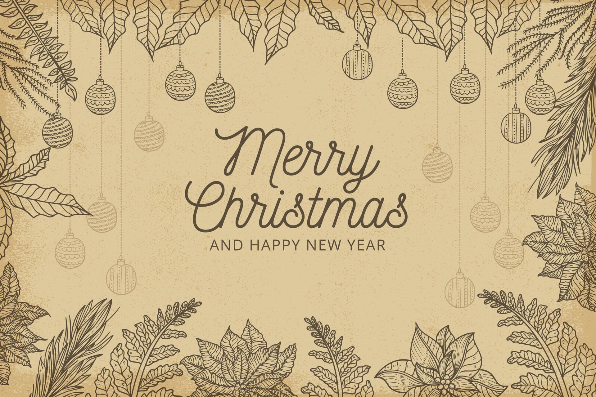 Vintage christmas tree branches background