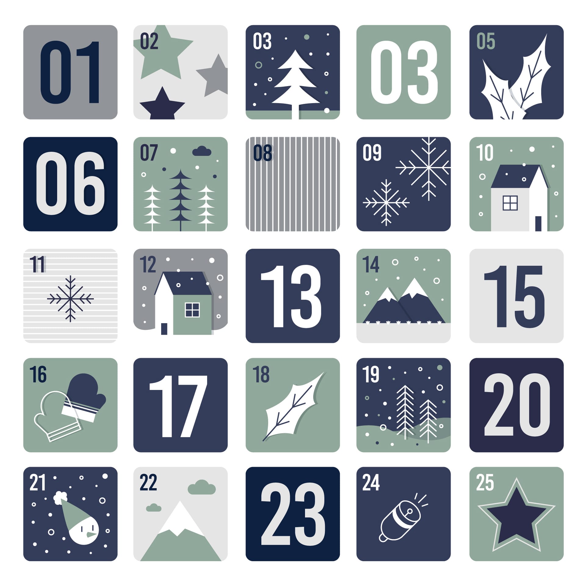 Advent calendar flat design image christmas calendar