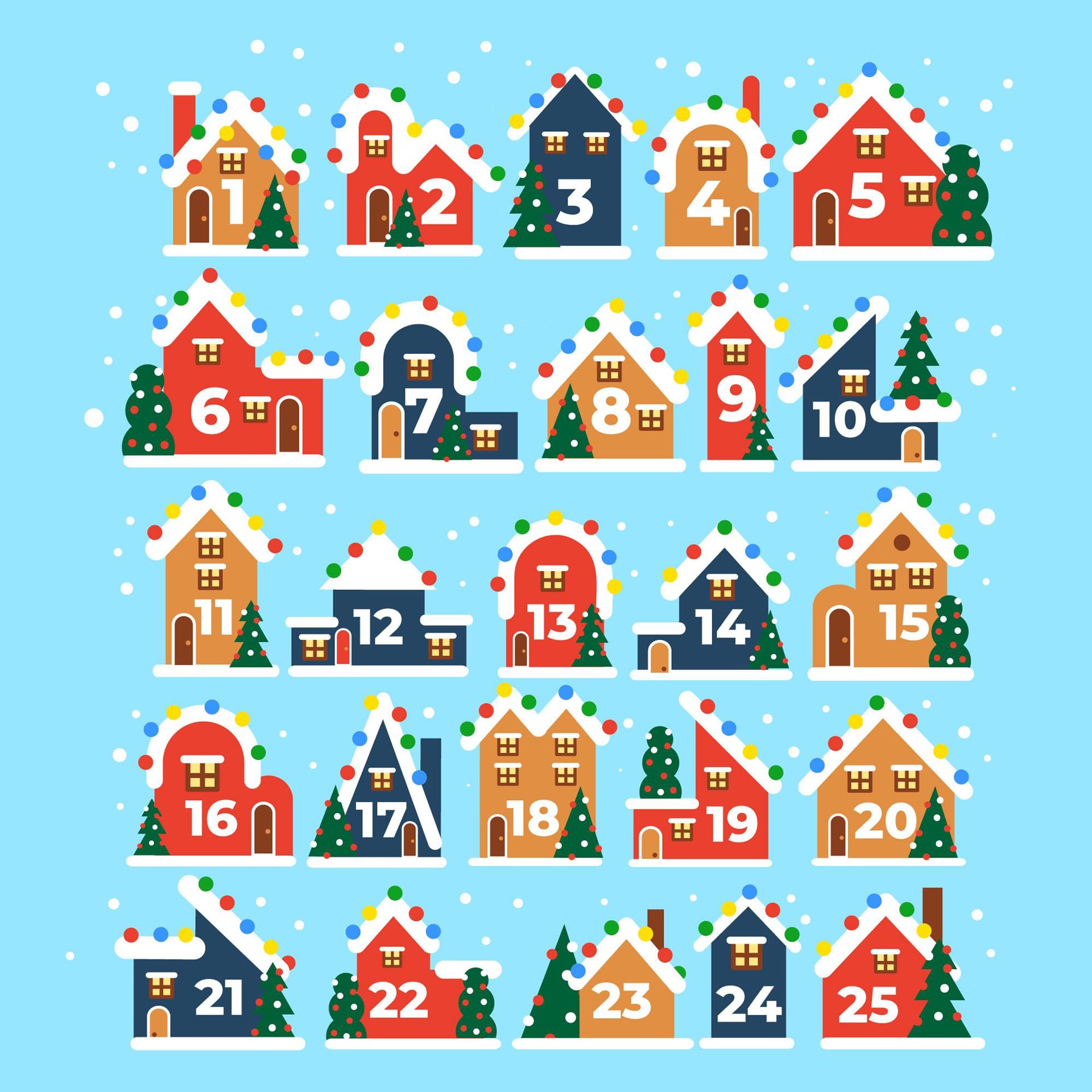Flat design advent calendar image christmas calendar