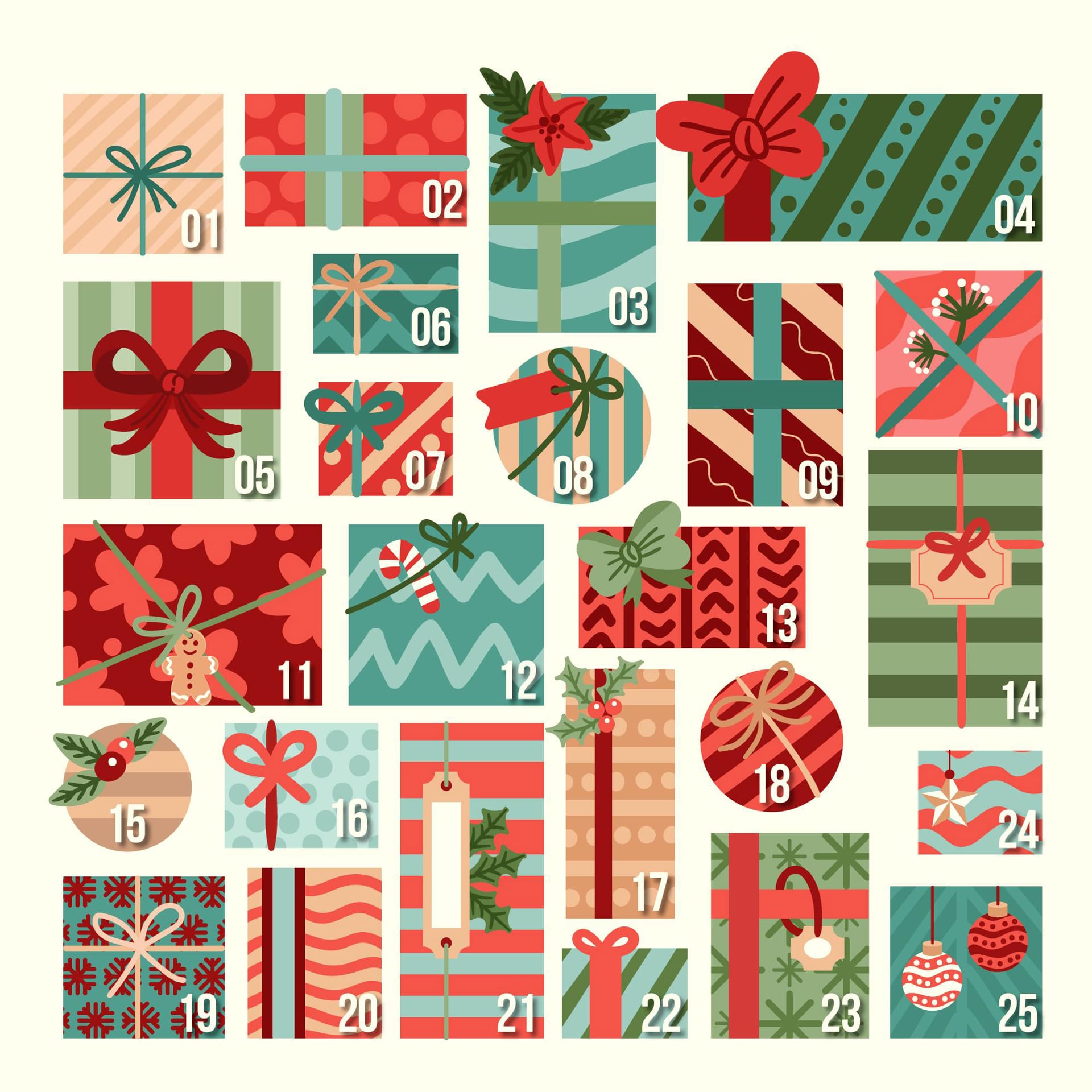 Hand drawn advent calendar image