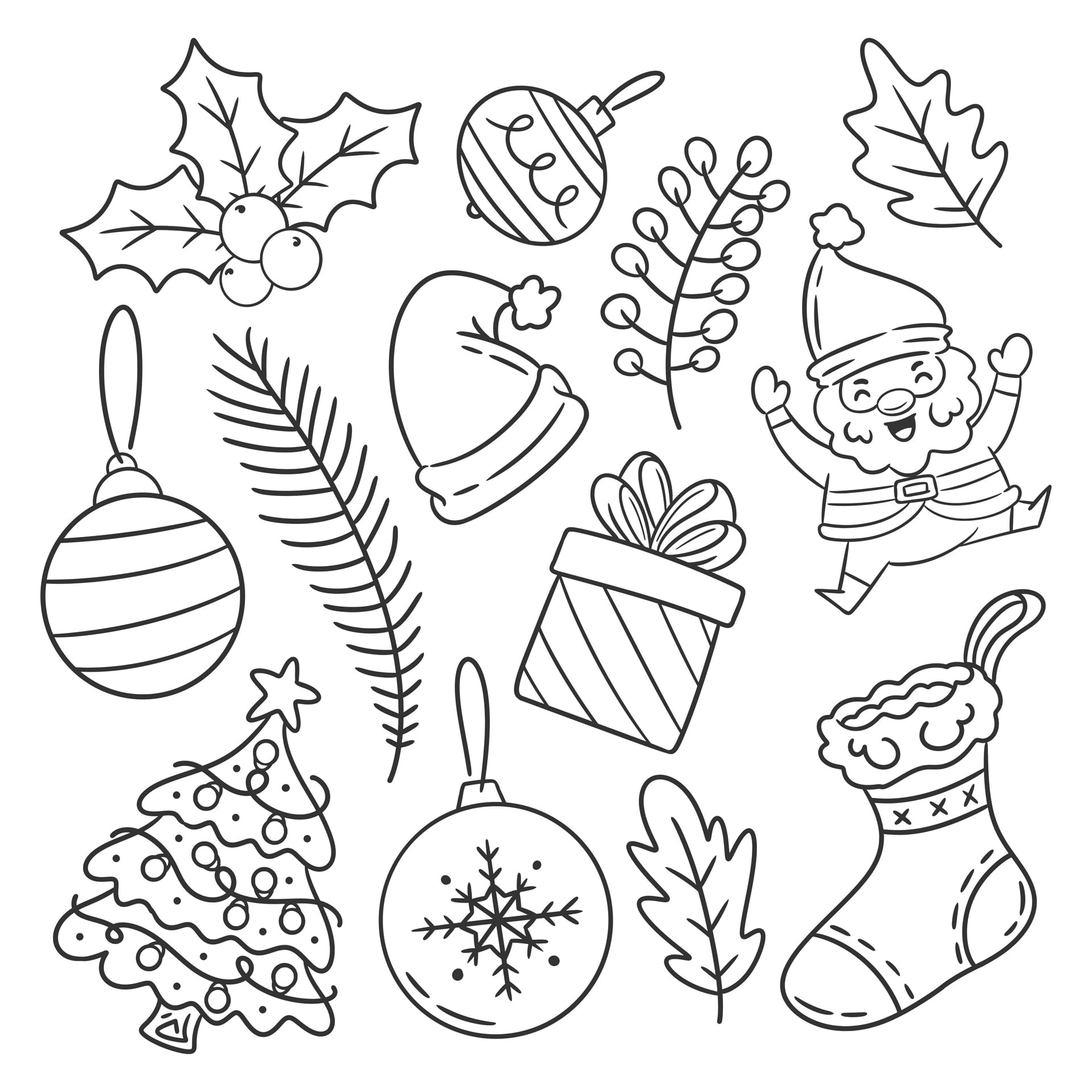 Hand drawn christmas decoration element collection