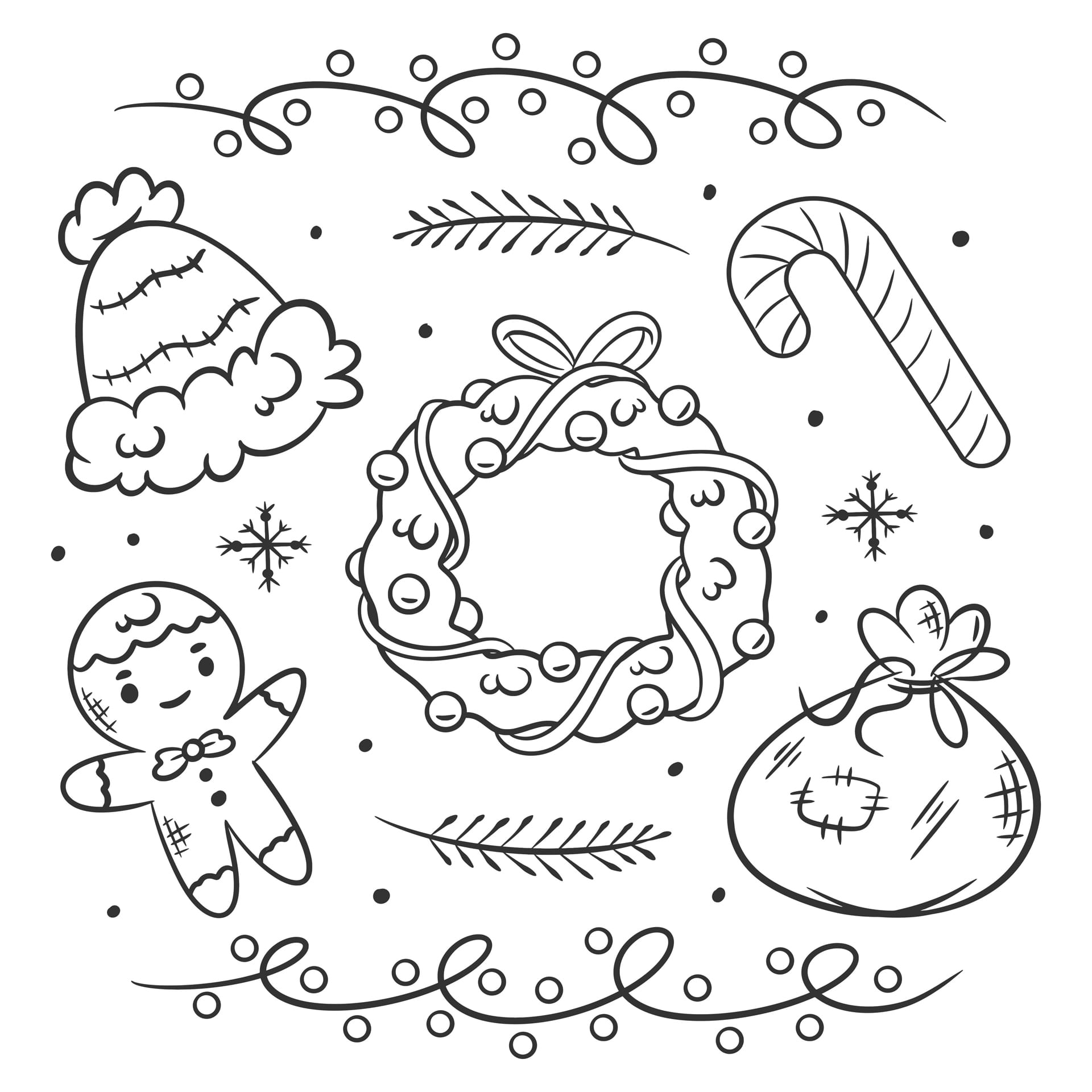 Set hand drawn christmas object elements