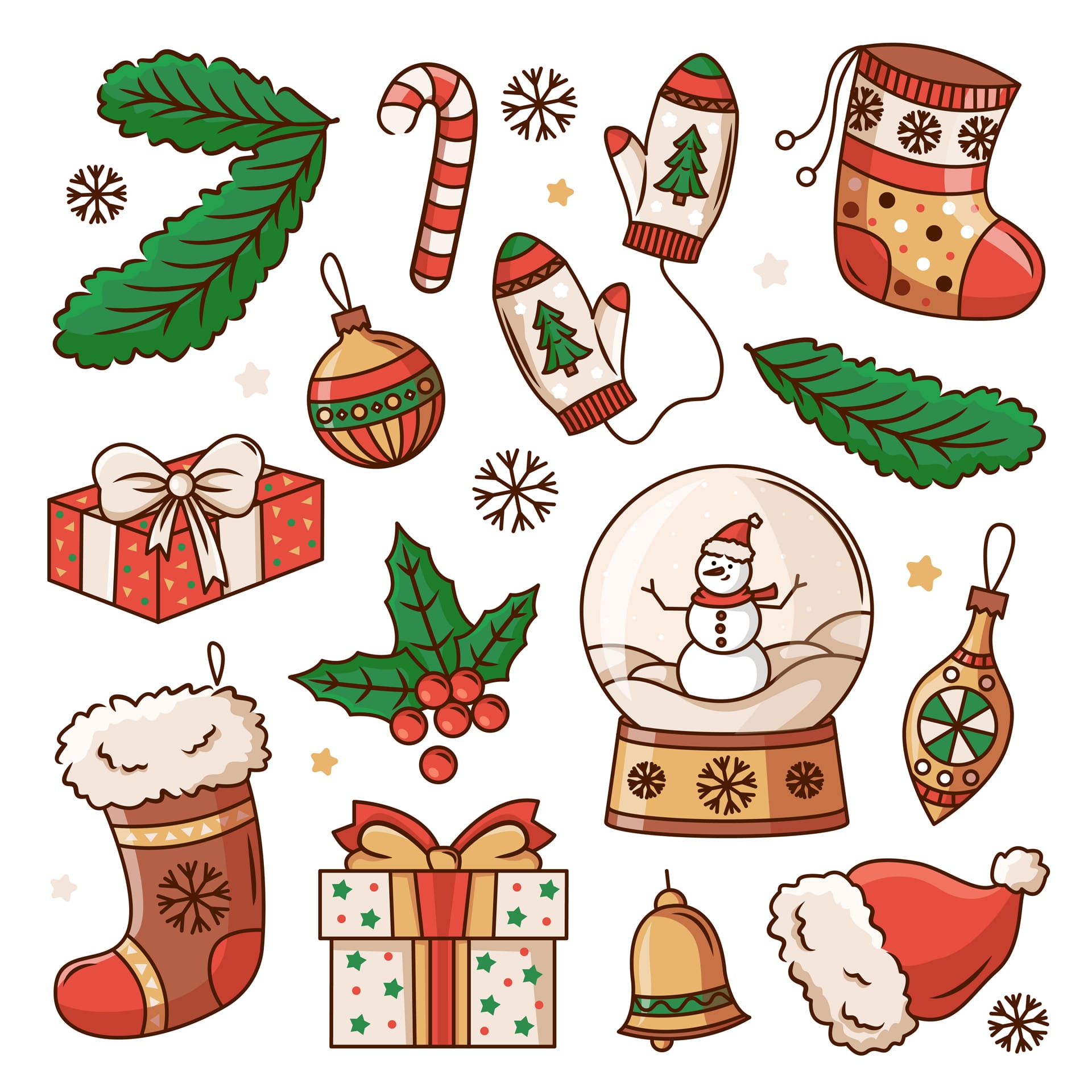 Christmas elements set colorful holiday items christmas illustration new