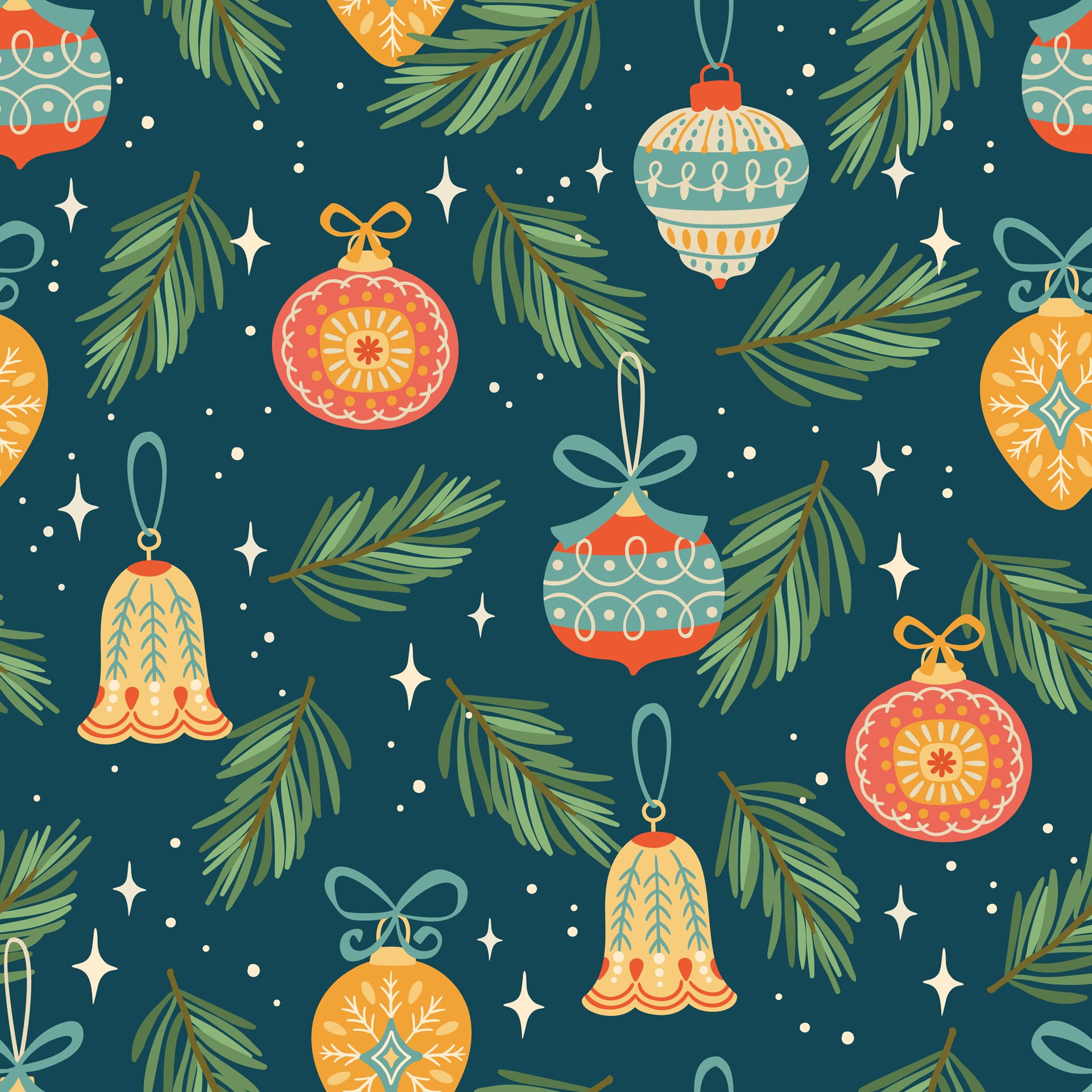 Christmas happy new year seamless pattern with gingerbread