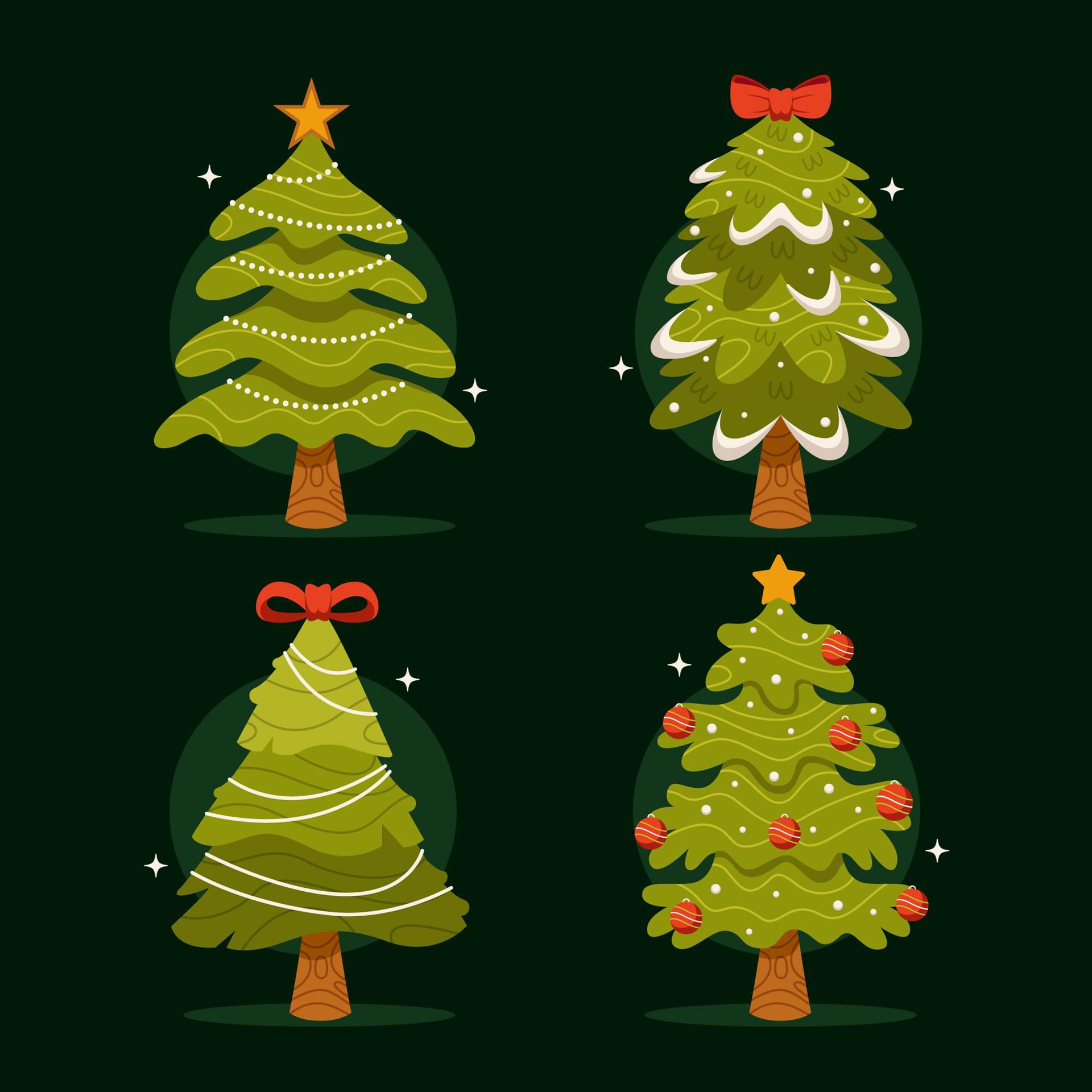 Flat christmas tree collection christmas clipart images