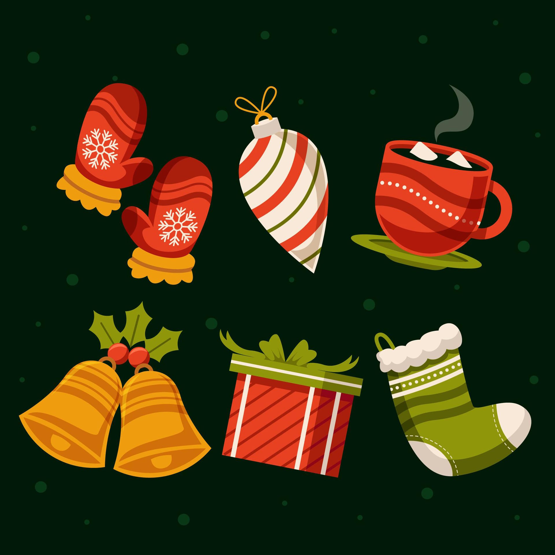 Flat design christmas element collection christmas clipart images