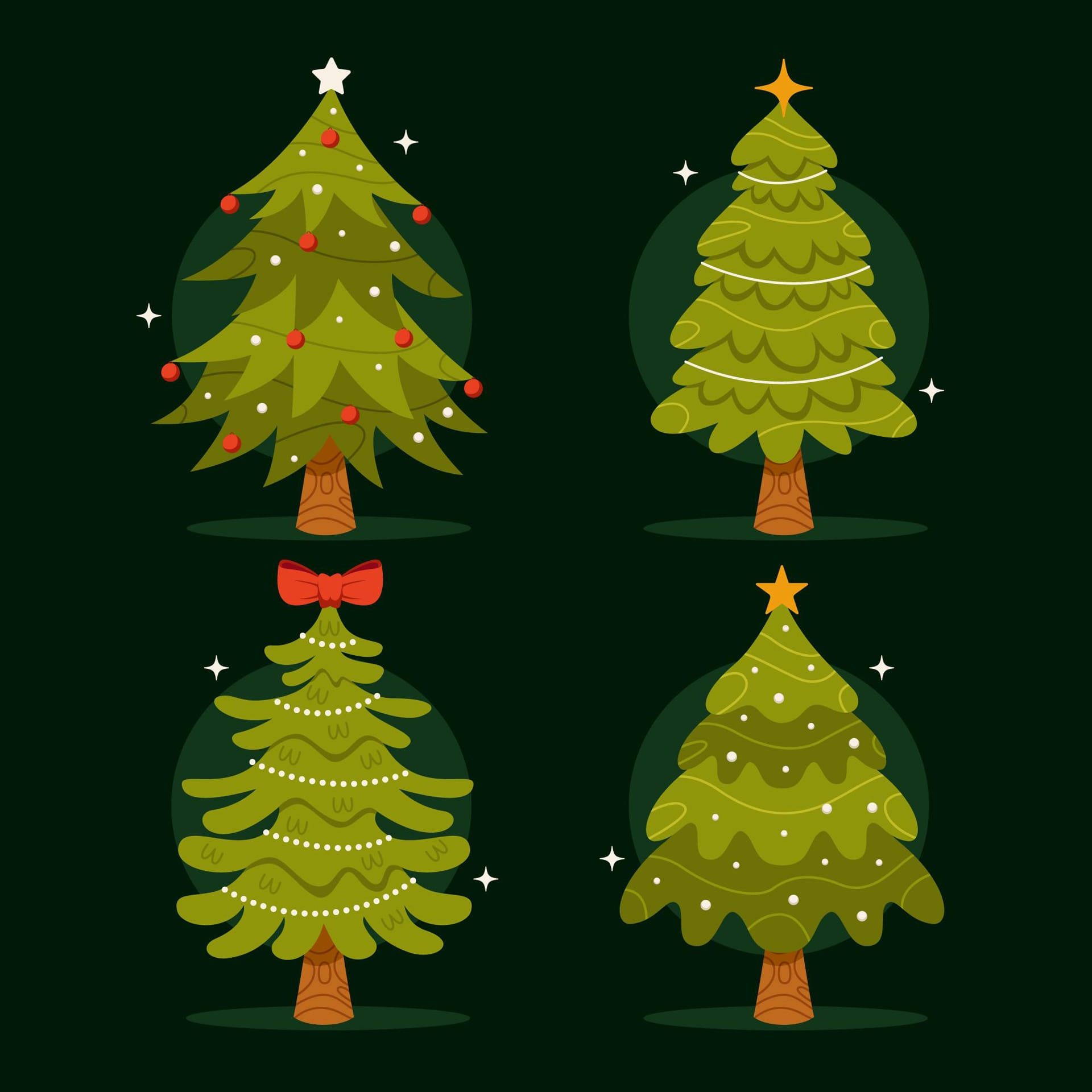 Flat design christmas tree collection
