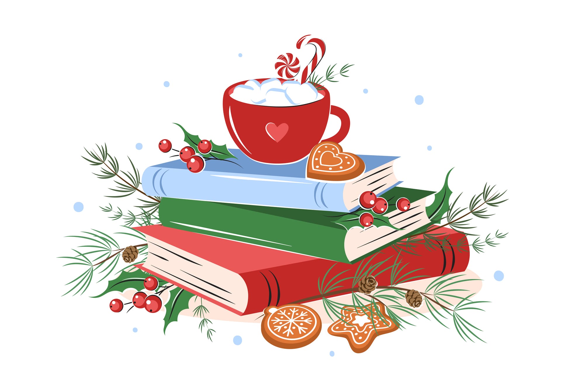 Cup coffee cocoa with winter leaves cookies white background image