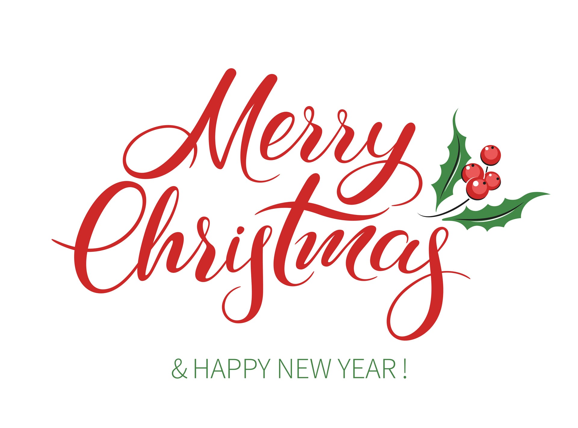 Merry christmas new year holiday lettering white background
