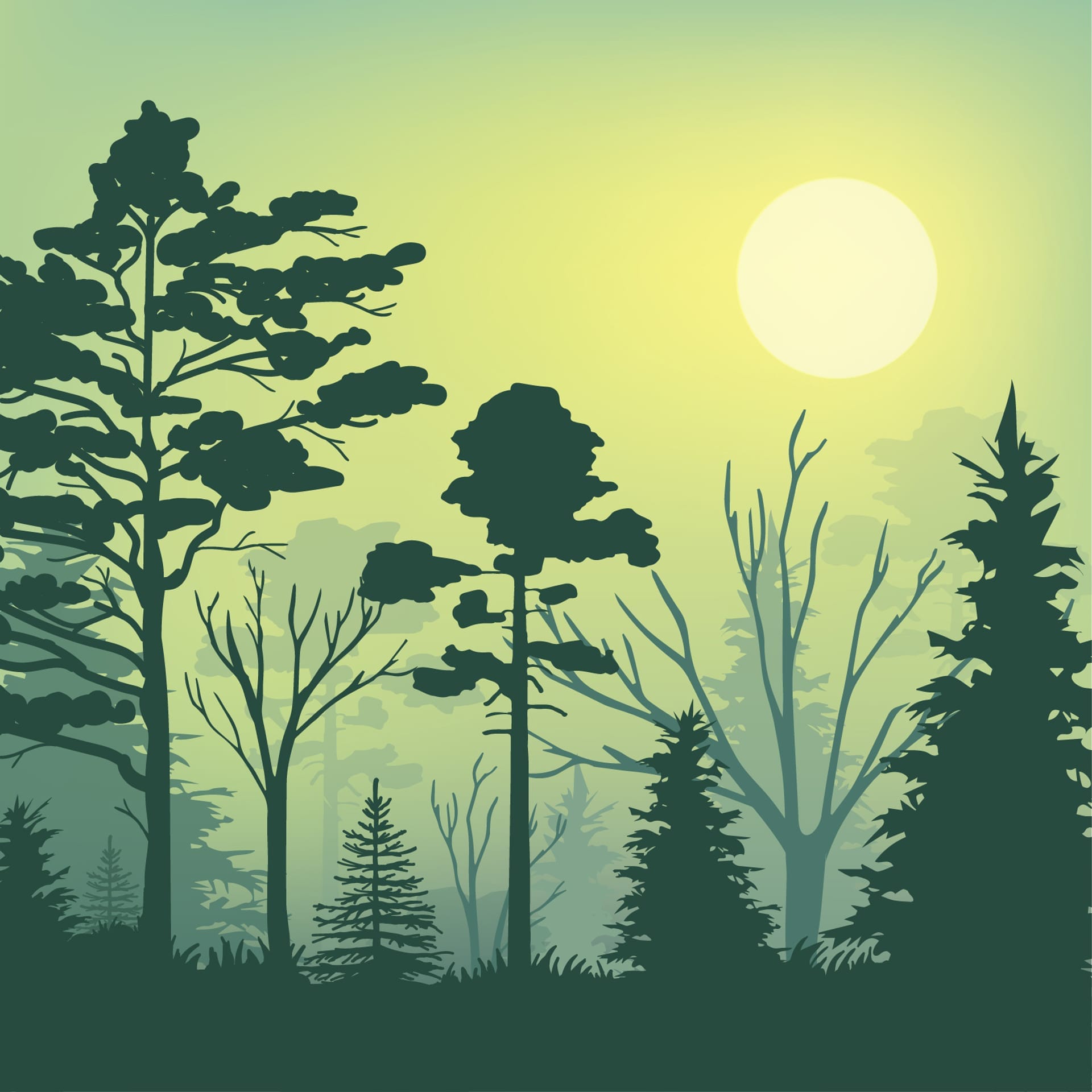 Clipart forest trees green forest silhouettes