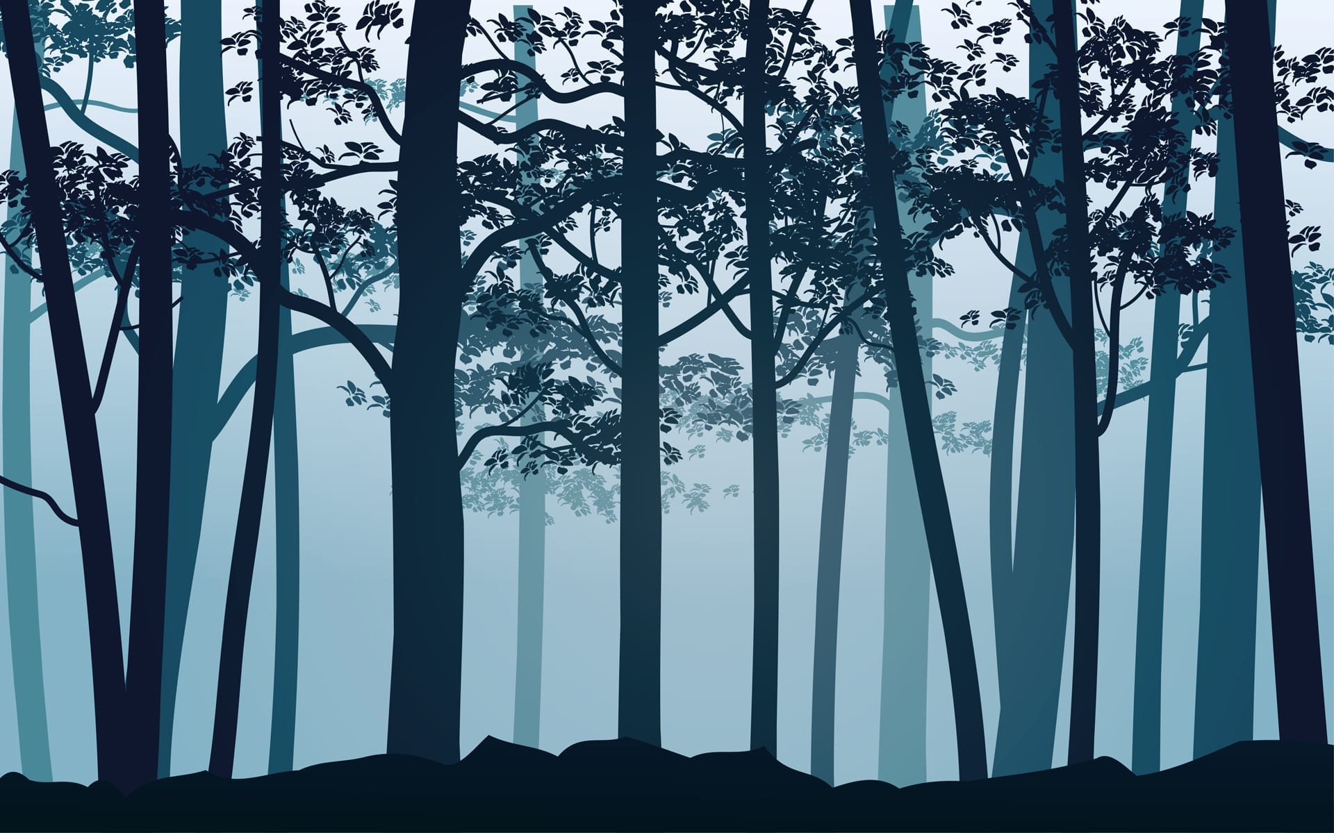 Nature forest silhouette landscape illustration clipart forest trees
