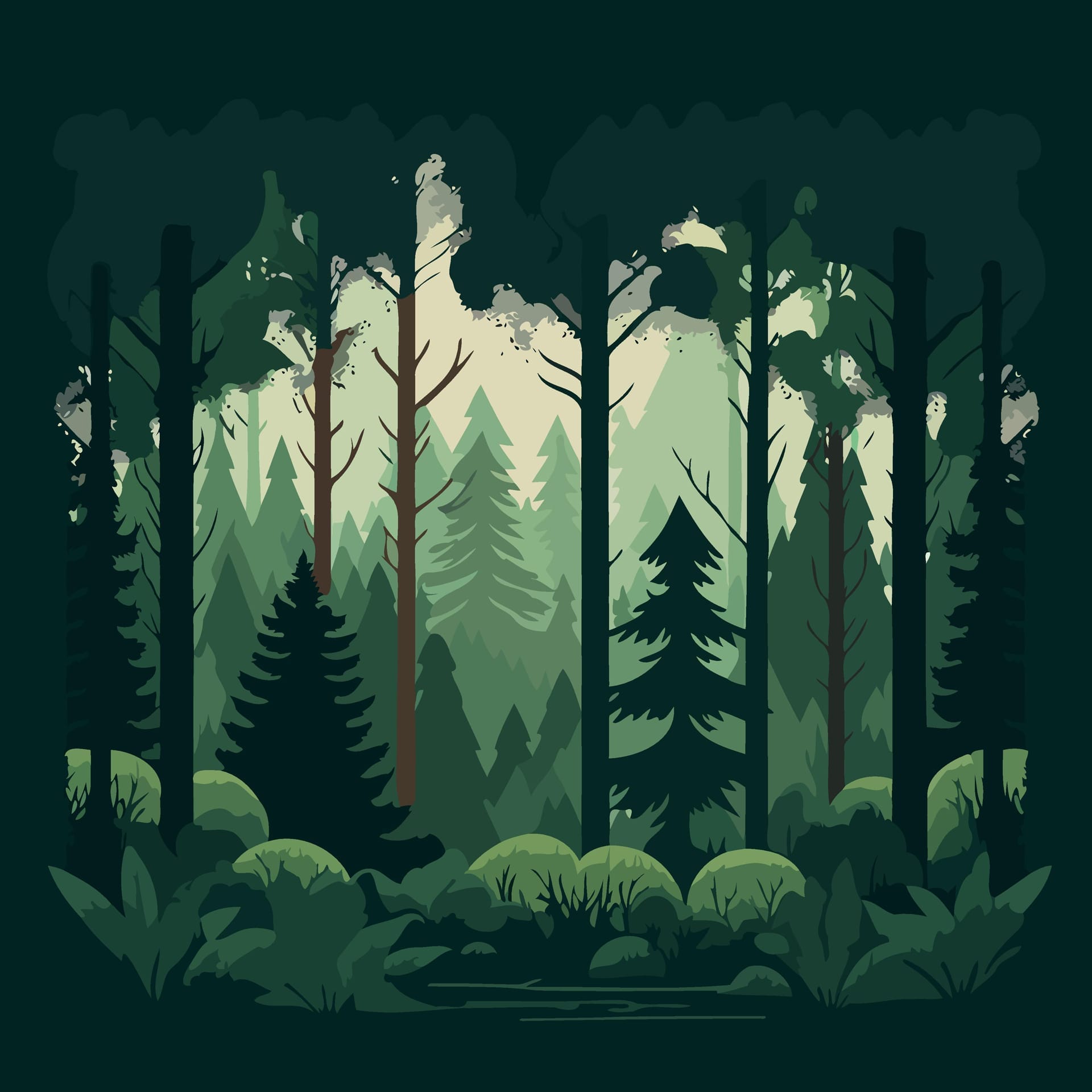 Woodland forest landscape with trees clipart forest trees