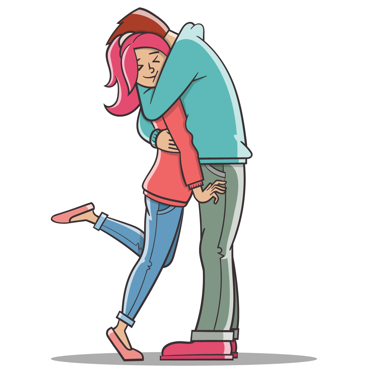 Couple clipart lovers man and woman hug transparent background png