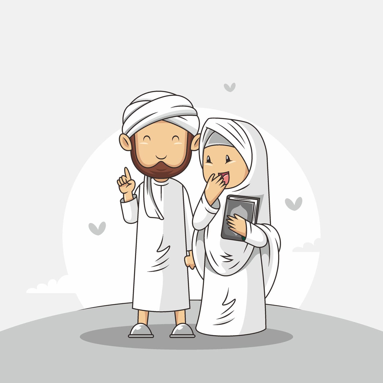 Couple clipart romantic muslim couple with hand drawn islamic