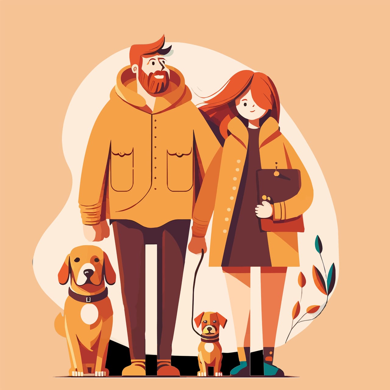 Happy family portrait with kids parent love modern flat drawing cartoon image