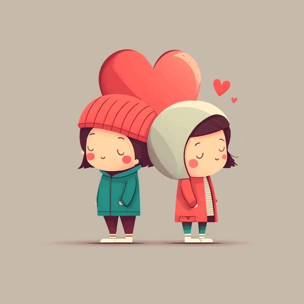 Romantic couple heart hand drawing sketch cartoon image