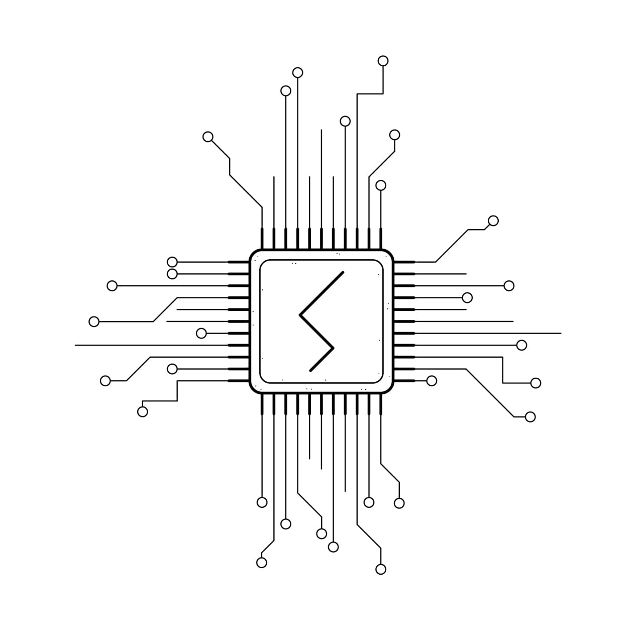 Abstract black simple line CPU computer technology doodle outline element cartoon image