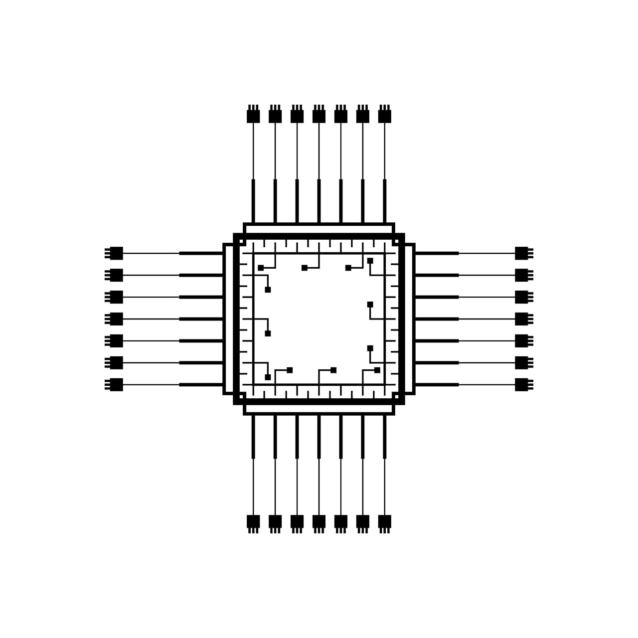 Abstract black simple line CPU computer technology doodle outline hand drawing sketch