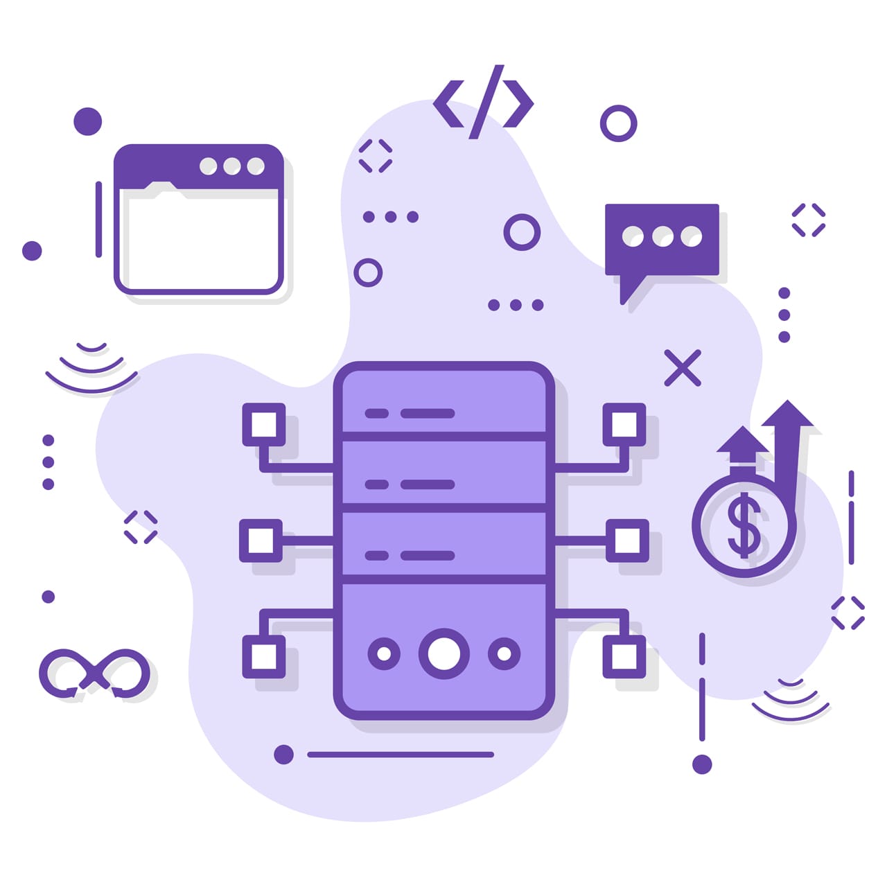 Backup server digital circuit concept server rack sign mainframe nodes branches