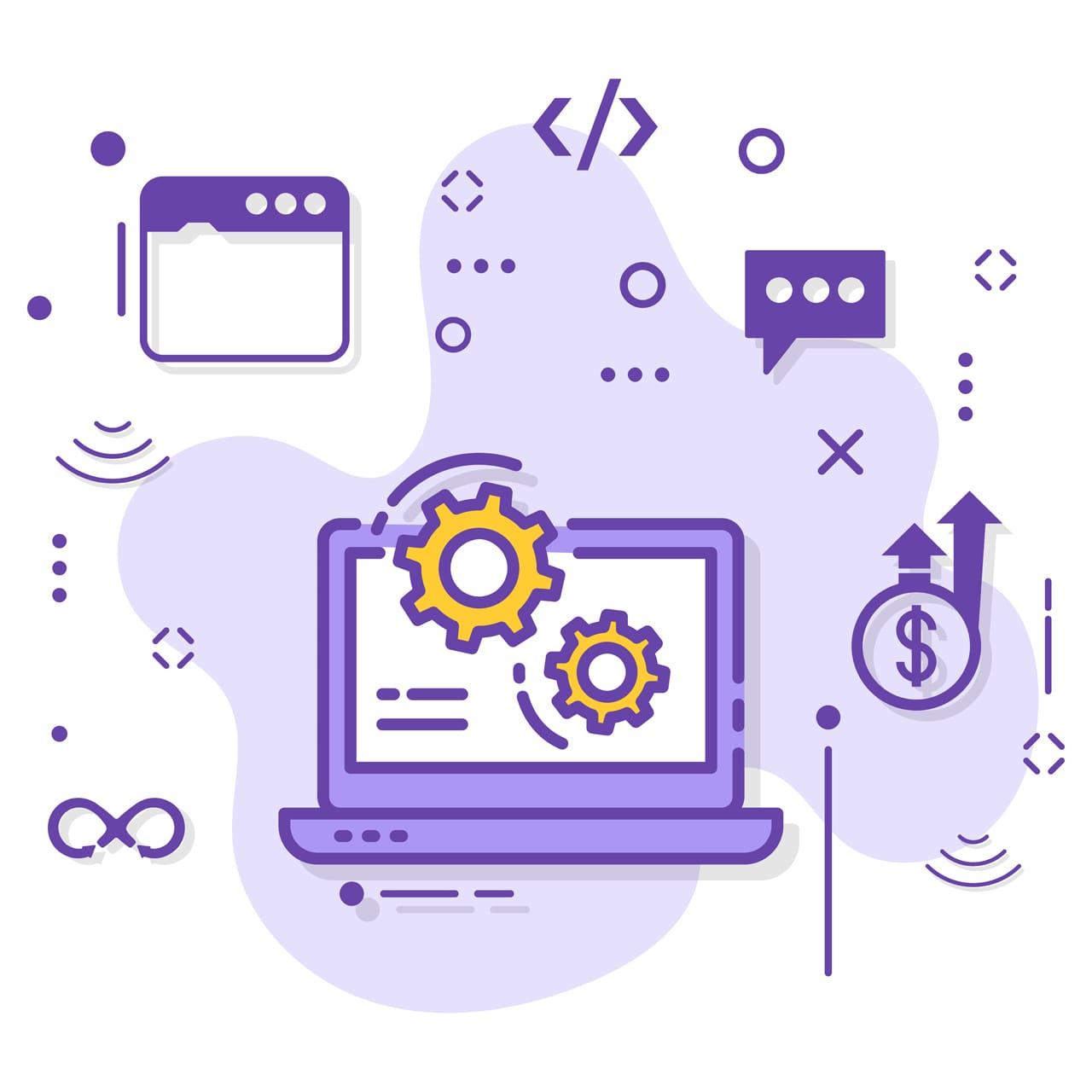 Computer hardware stock illustration gear with screen sign laptop customization configuration
