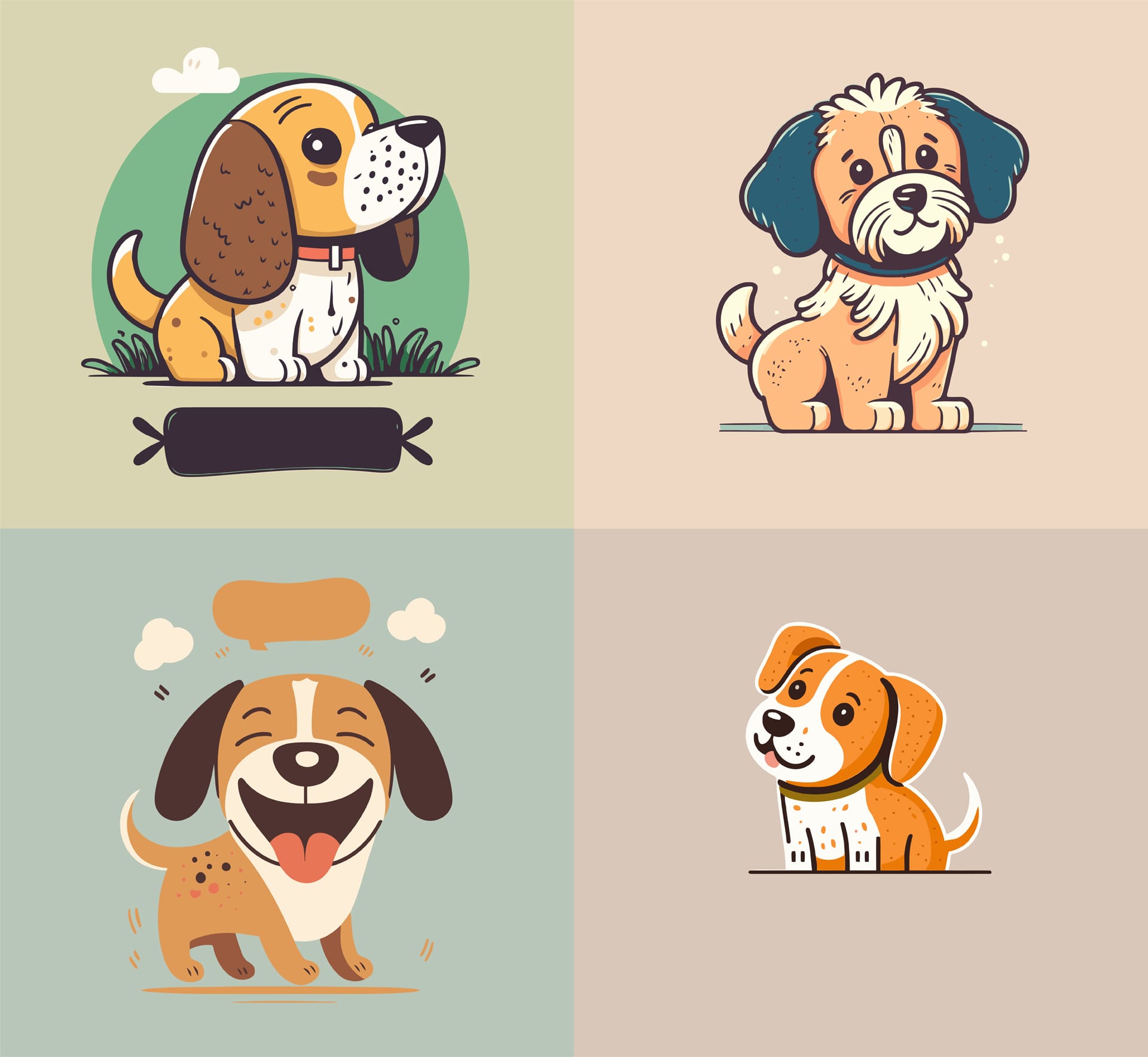 Collection cute funny dog characters illustration logo icon cartoon image
