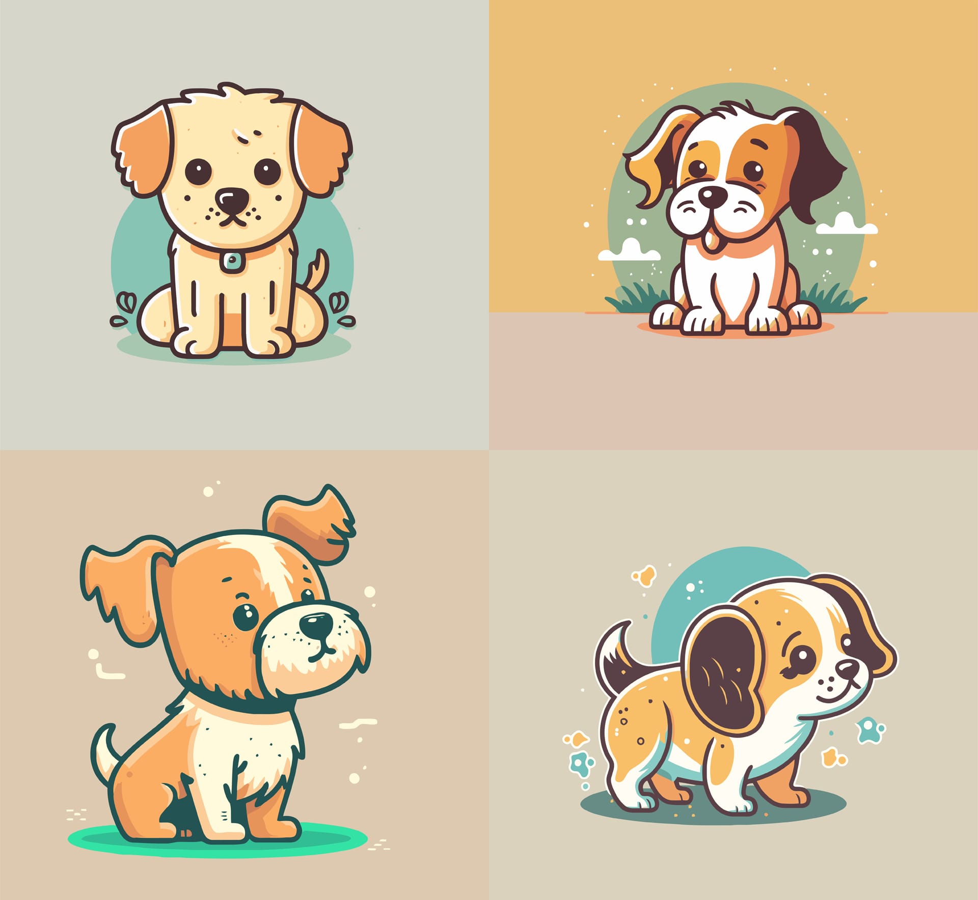 Collection cute funny dog characters illustration logo icon cartoon