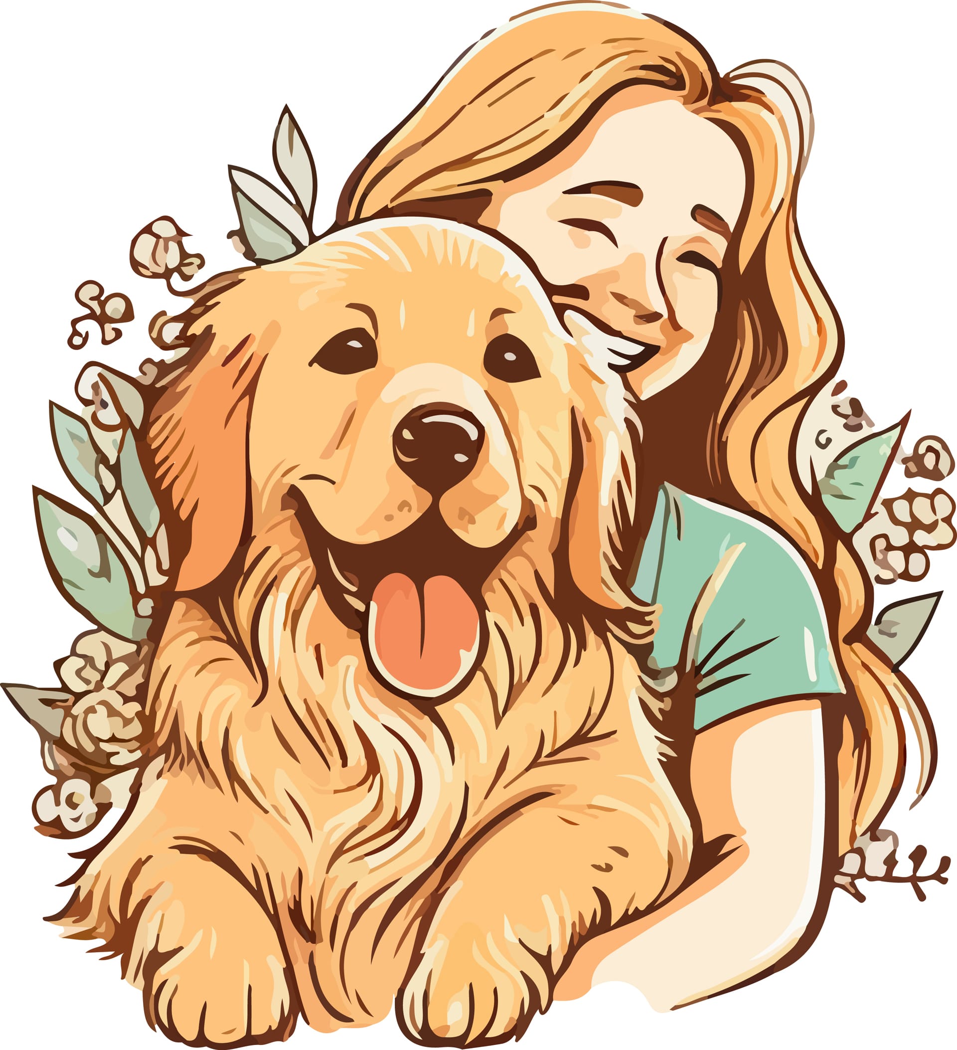 Cute dog mom illustration