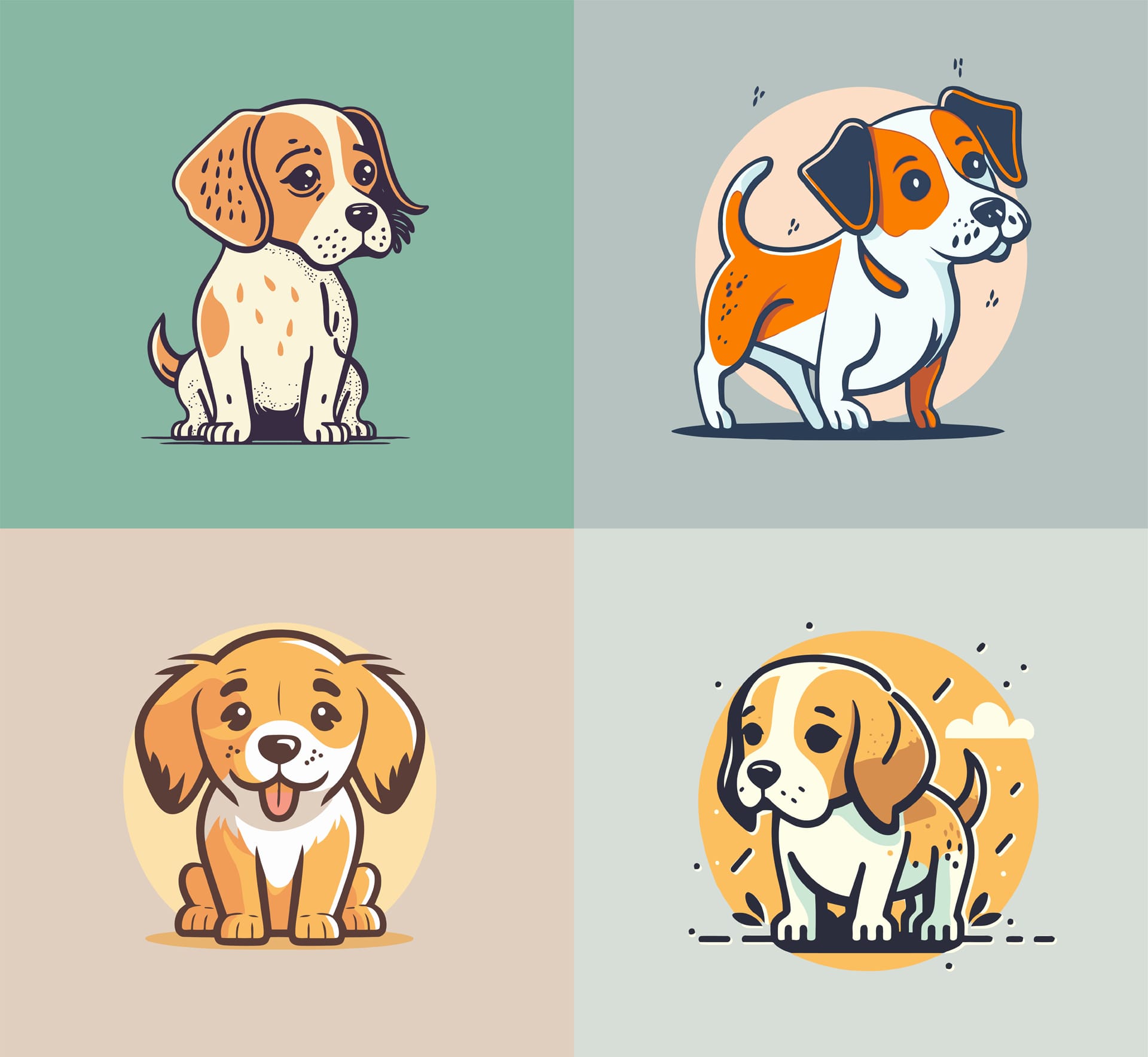 Cute funny dog characters illustration logo icon cartoon excellent image