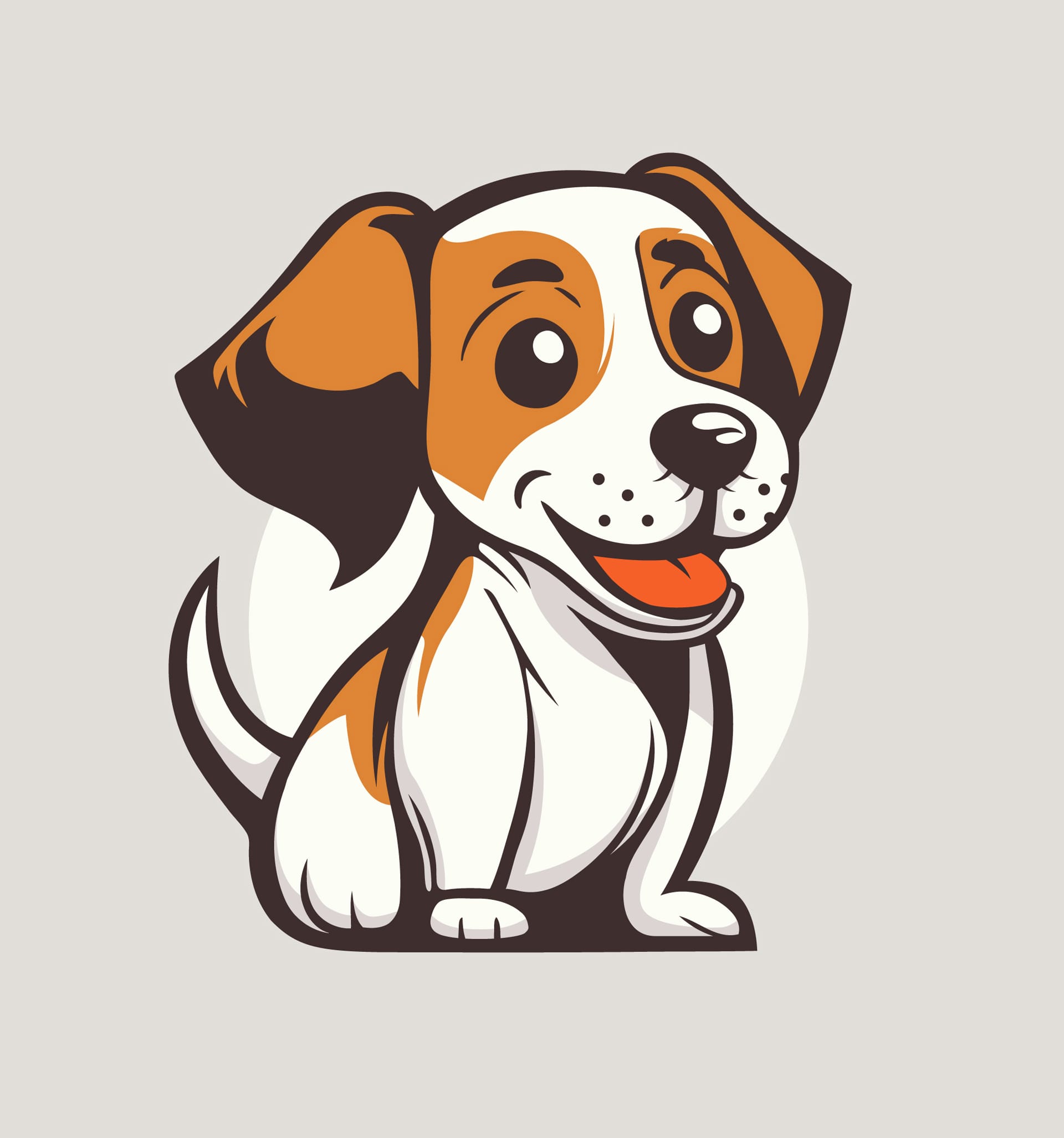 Cute sitting brown puppy dog logo template