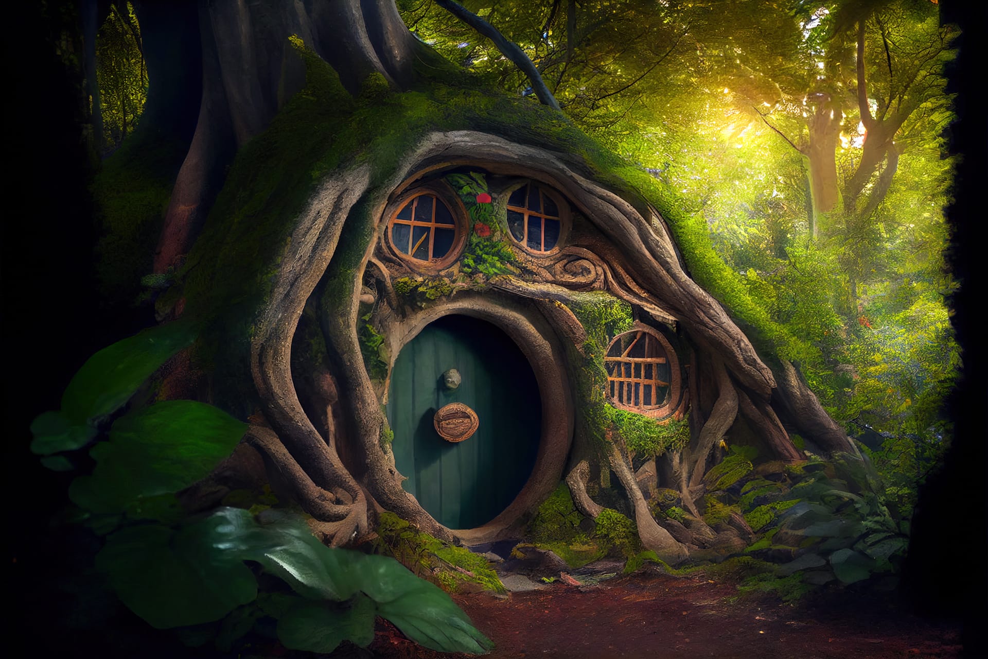 Fantasy hobbit houses garden fairytale home magic forest