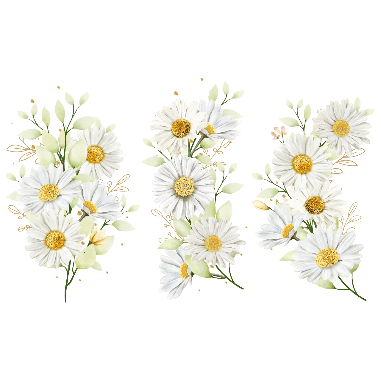 Flower clipart hand drawn daisy floral bouquet design transparent background png