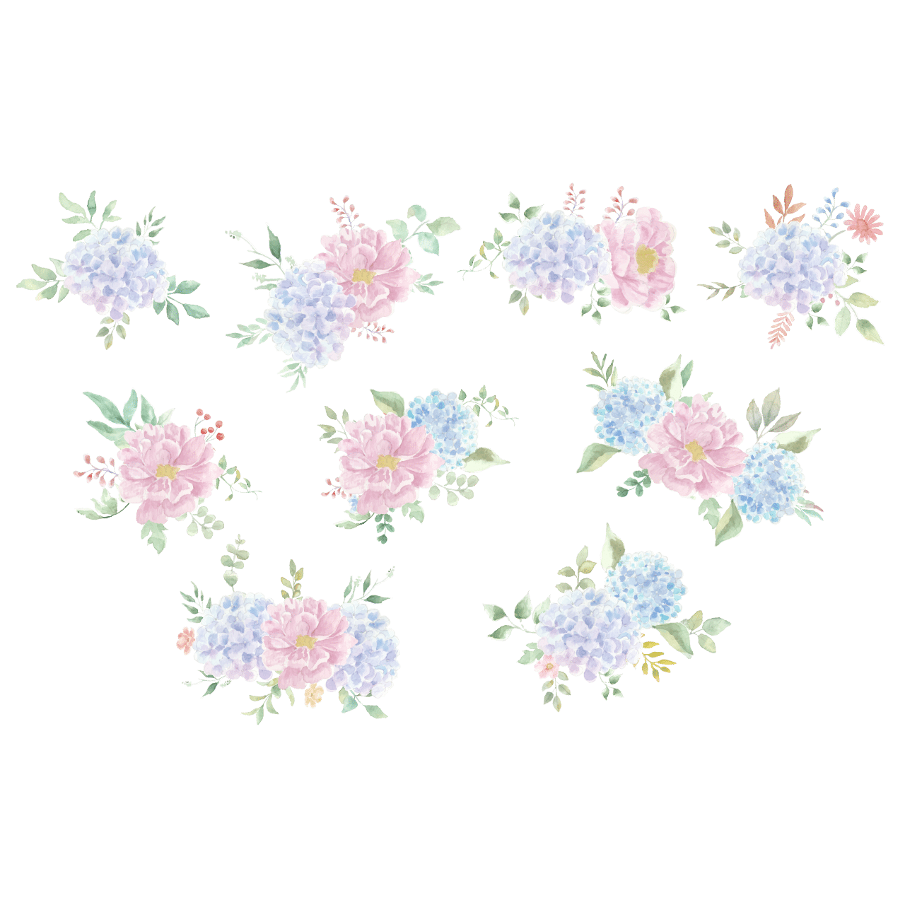 Flower clipart hydrangea soft watercolor flower arrangement transparent background png