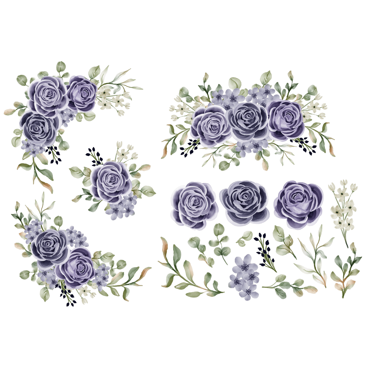 Flower rose indigo arrangement with flower isolated leaf flower isolated