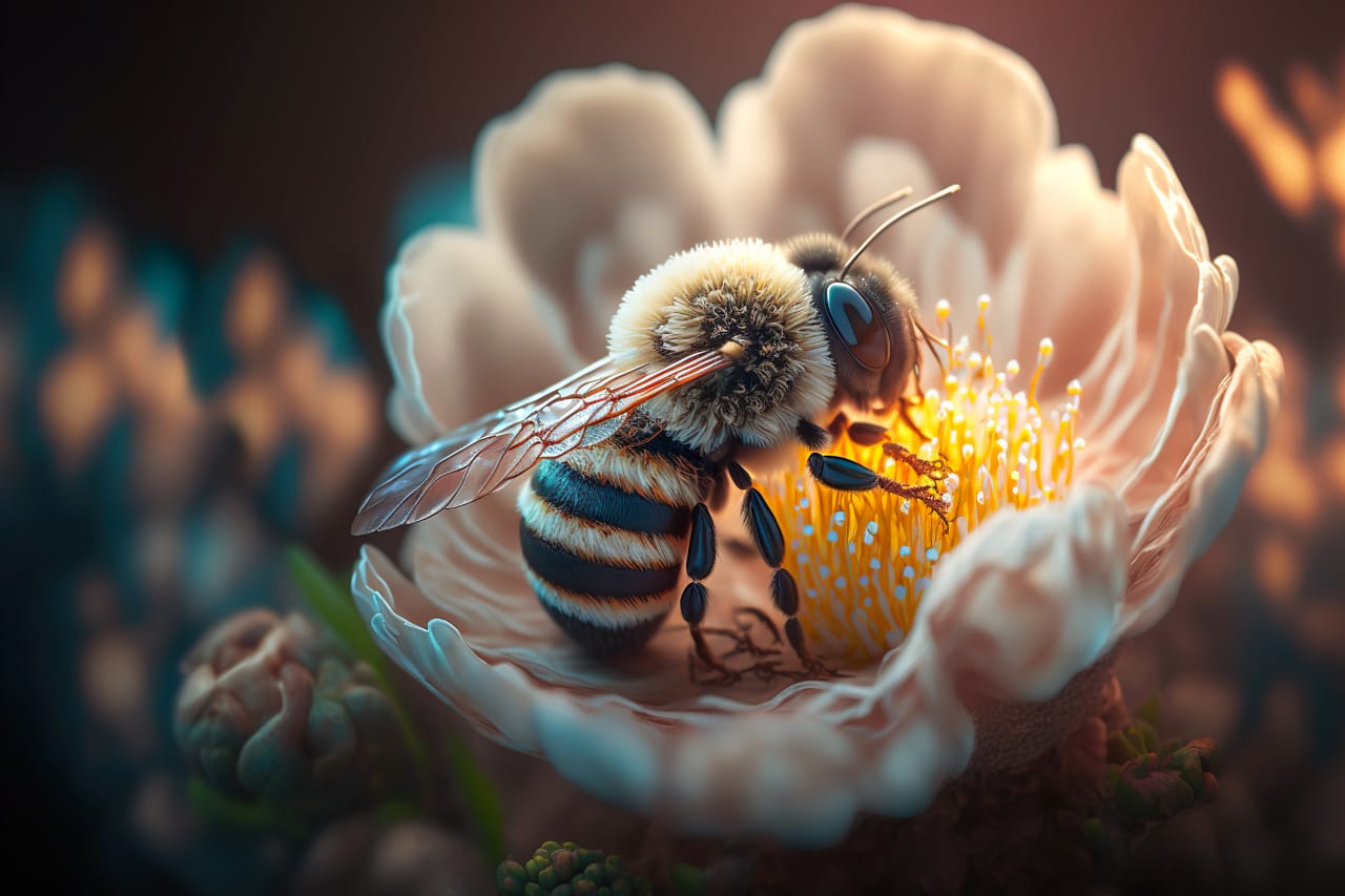 Related image bee white flower save bees generated ai illustration