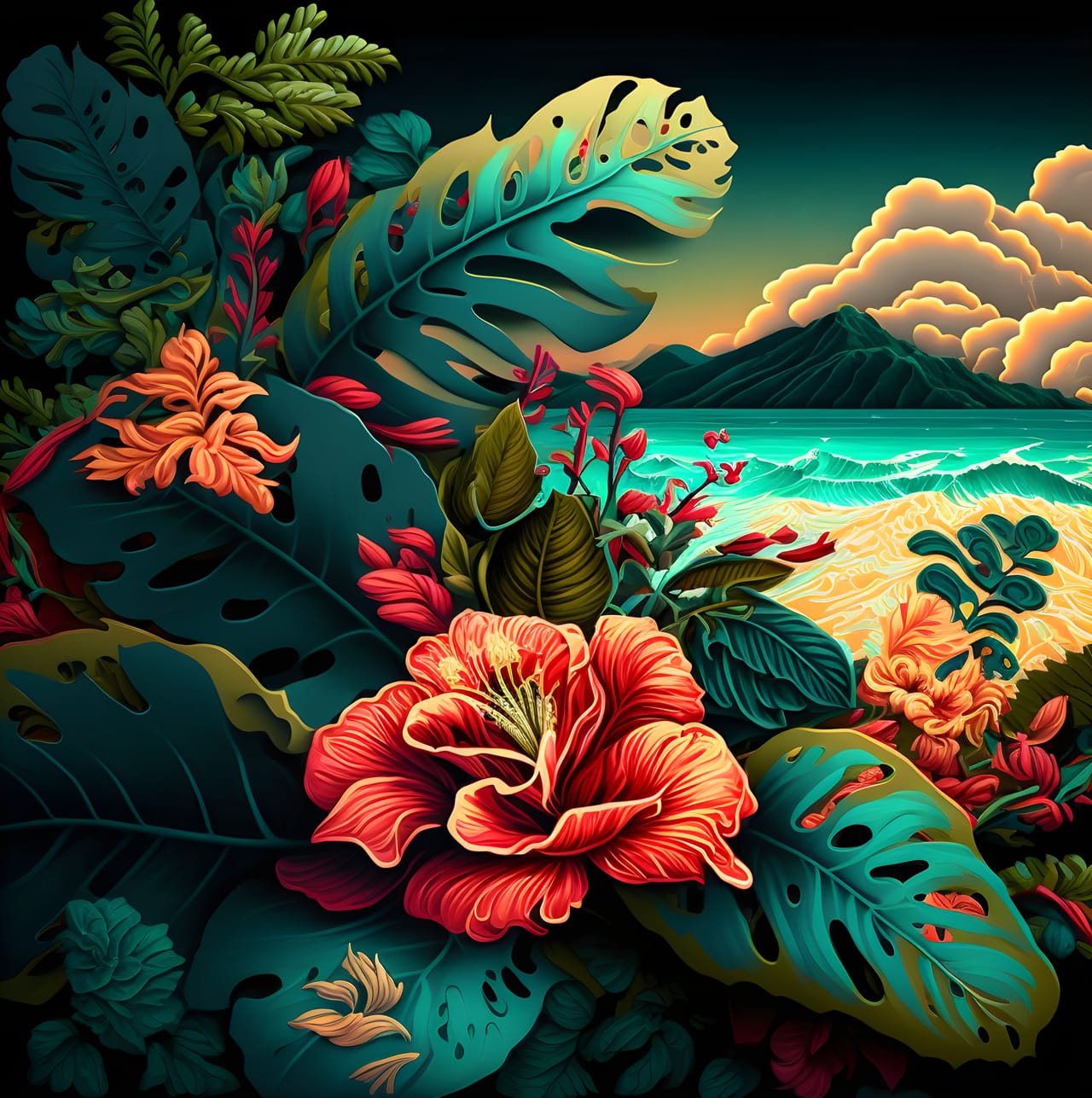 Related image hawaiian print pattern colorful illustartion
