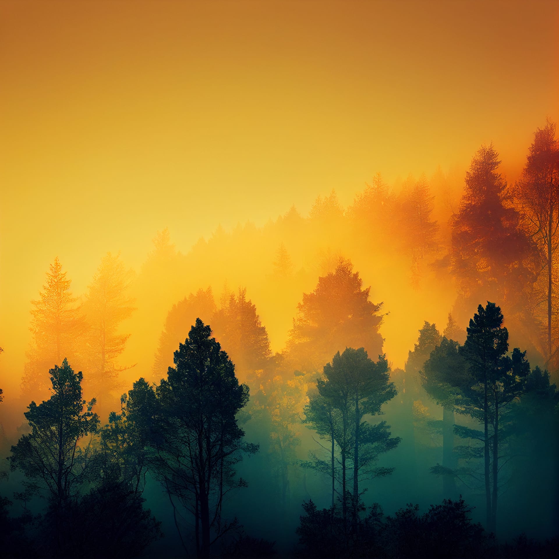 Beautiful misty forest nature landscape sunset sunrise graceful image