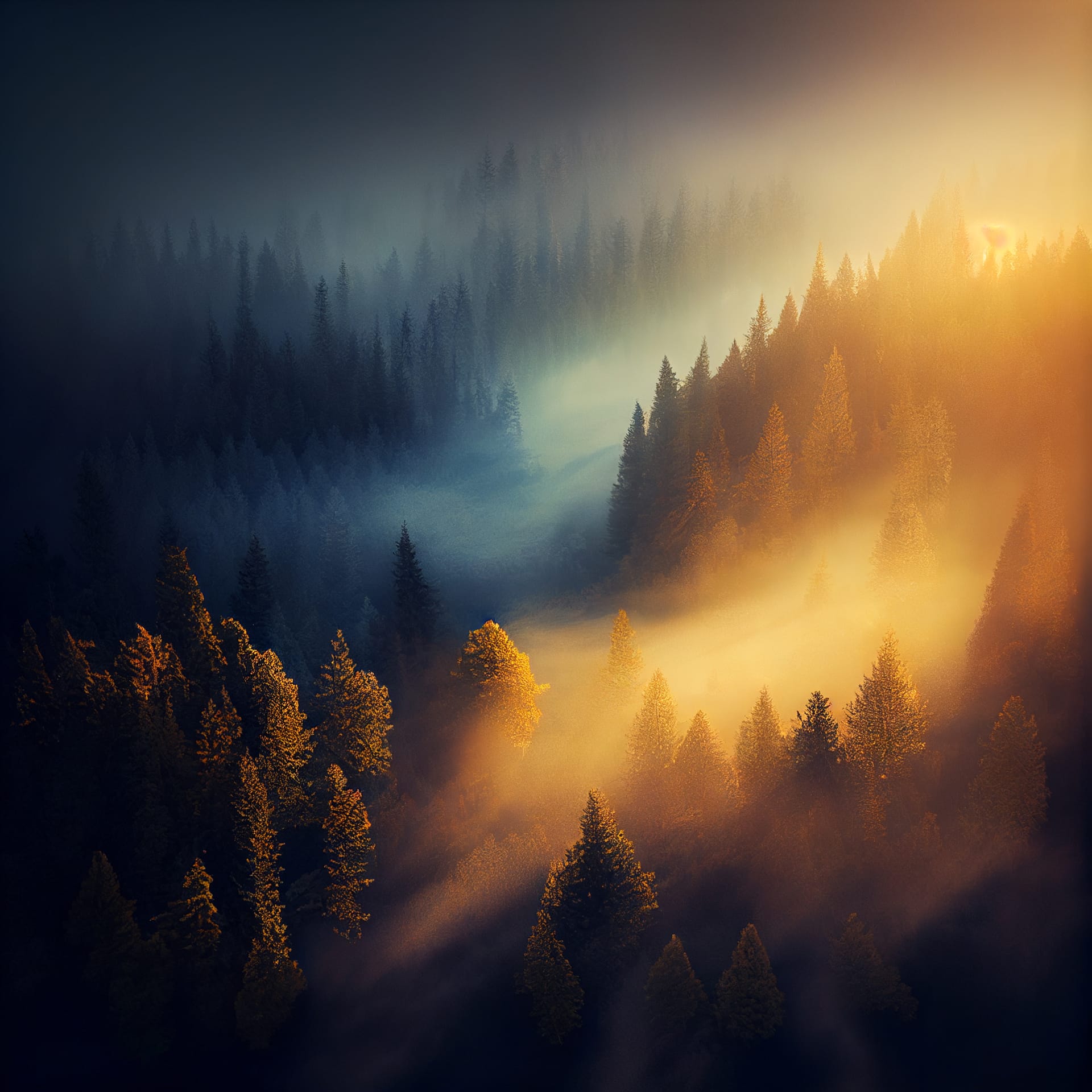 Beautiful misty forest nature landscape sunset sunrise image forest background clipart