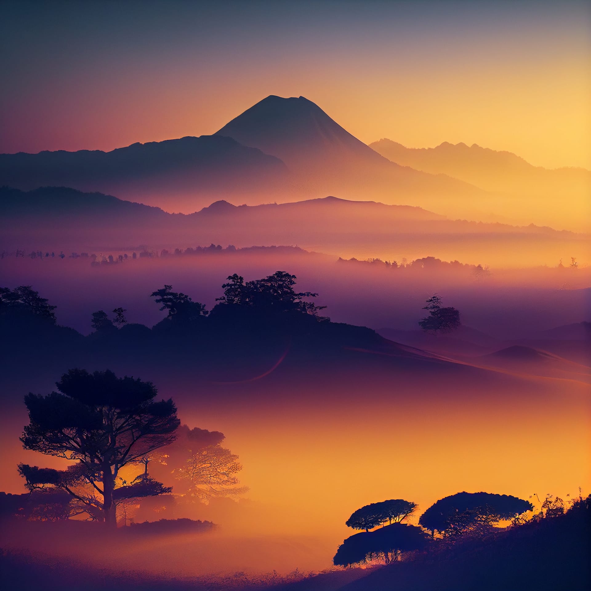 Beautiful misty forest nature landscape sunset sunrise picture forest background clipart