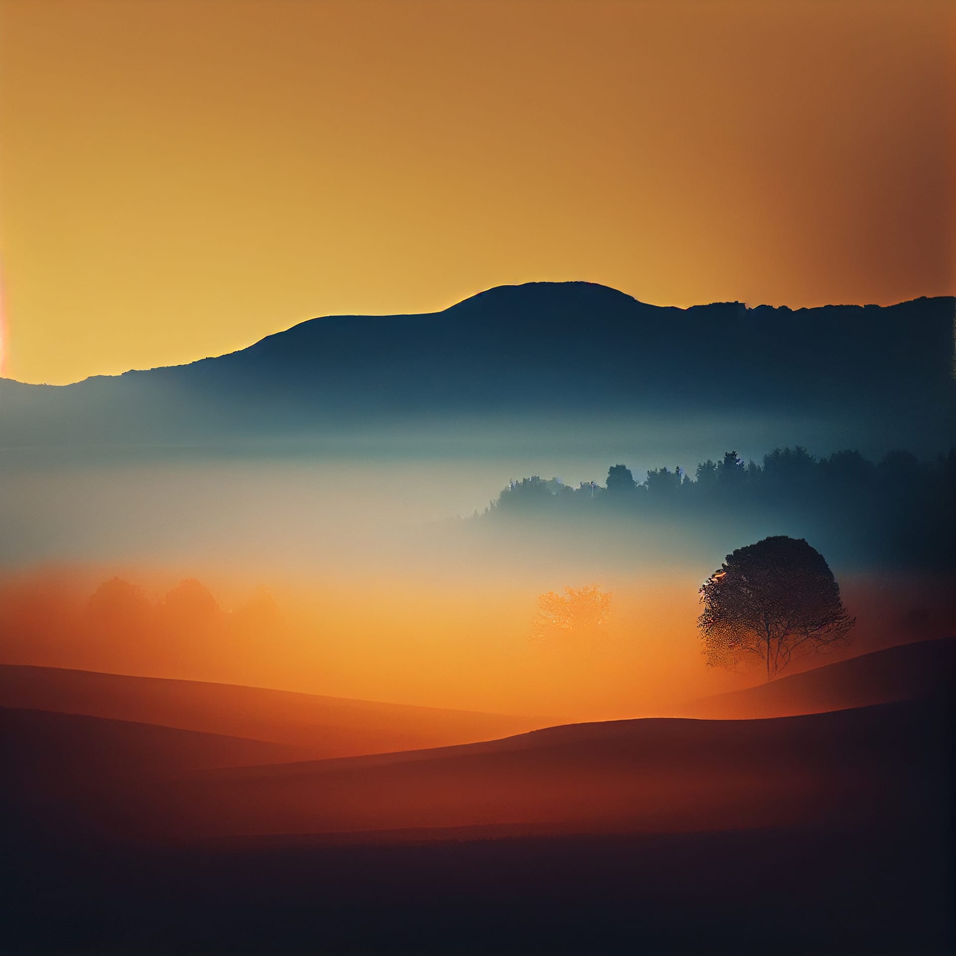 Beautiful nature landscape sunset sunrise realistic image forest background clipart