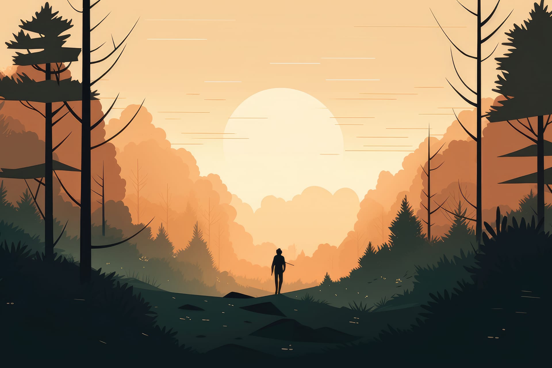 Mountain hills landscape depicted minimalist illustration soft muted colors image